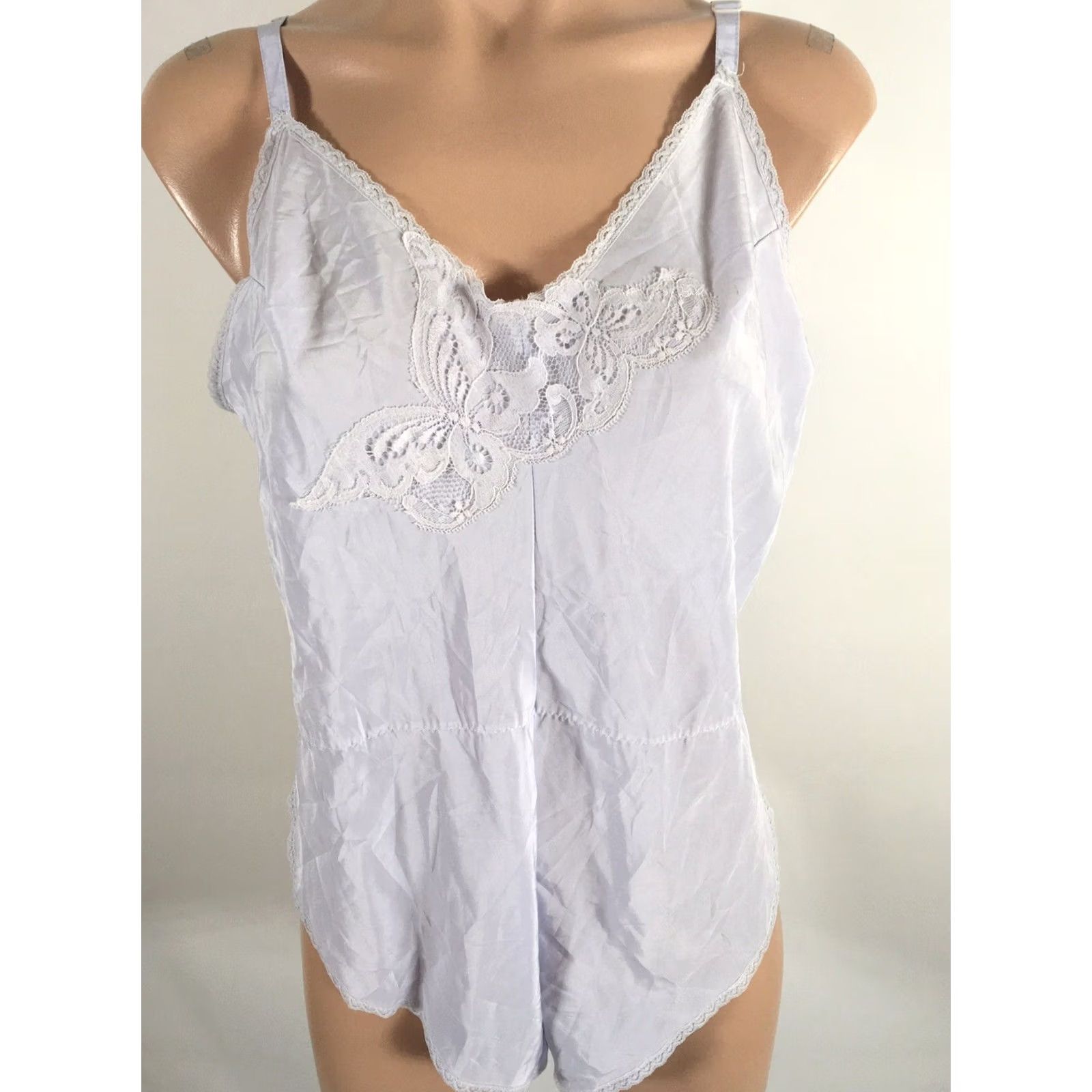 Vintage Vintage Lorraine Romper Teddy 36 NWT Purple Nylon Lace Butterfly 1970s Womens Mens? Size 25" / US 0 / IT 36 - 3 Thumbnail