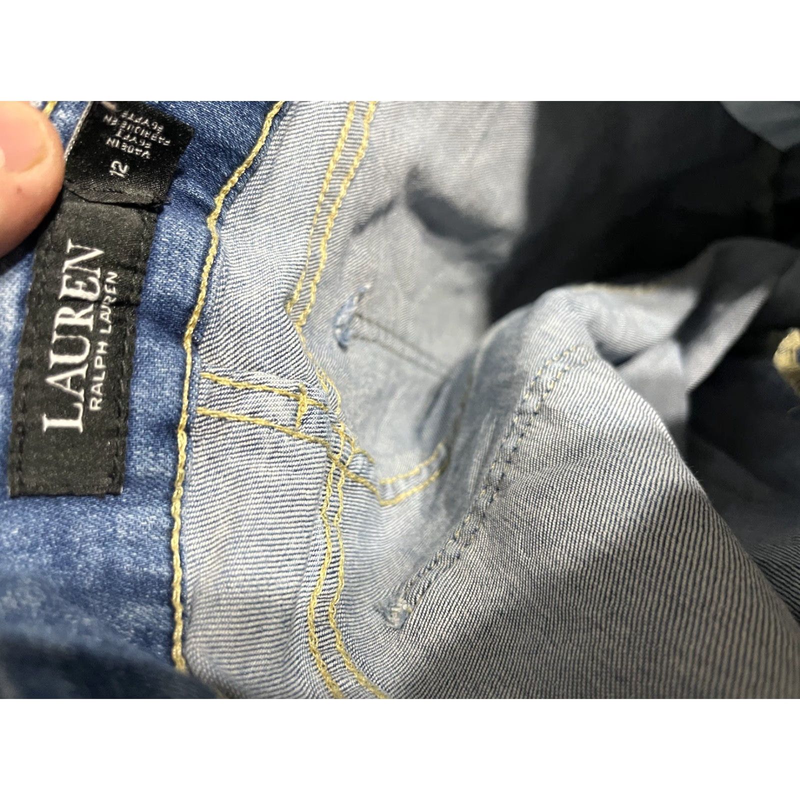 Ralph Lauren VINTAGE Lauren Ralph Lauren Women's Jeans Dark Wash 12 Modern Straight Blue - Jeans Womens 12 Dark Wash Straight (Stain on thighs) Size 34" / US 12 / IT 48 - 6 Thumbnail