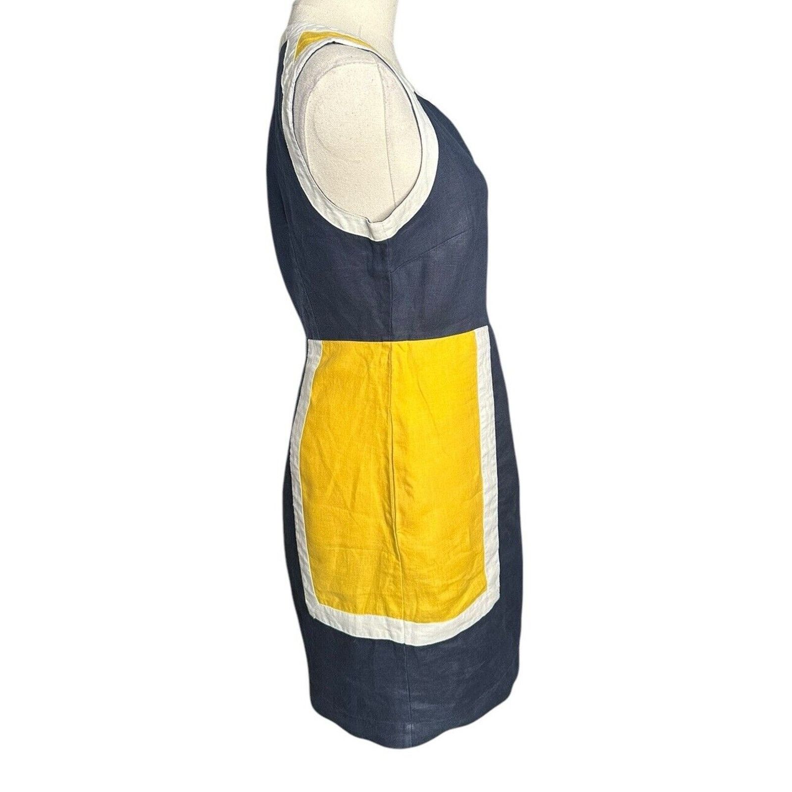 Boden Boden Blue Yellow Sleeveless Linen Summer Dress Pockets 2R Size XS / US 0-2 / IT 36-38 - 9 Thumbnail