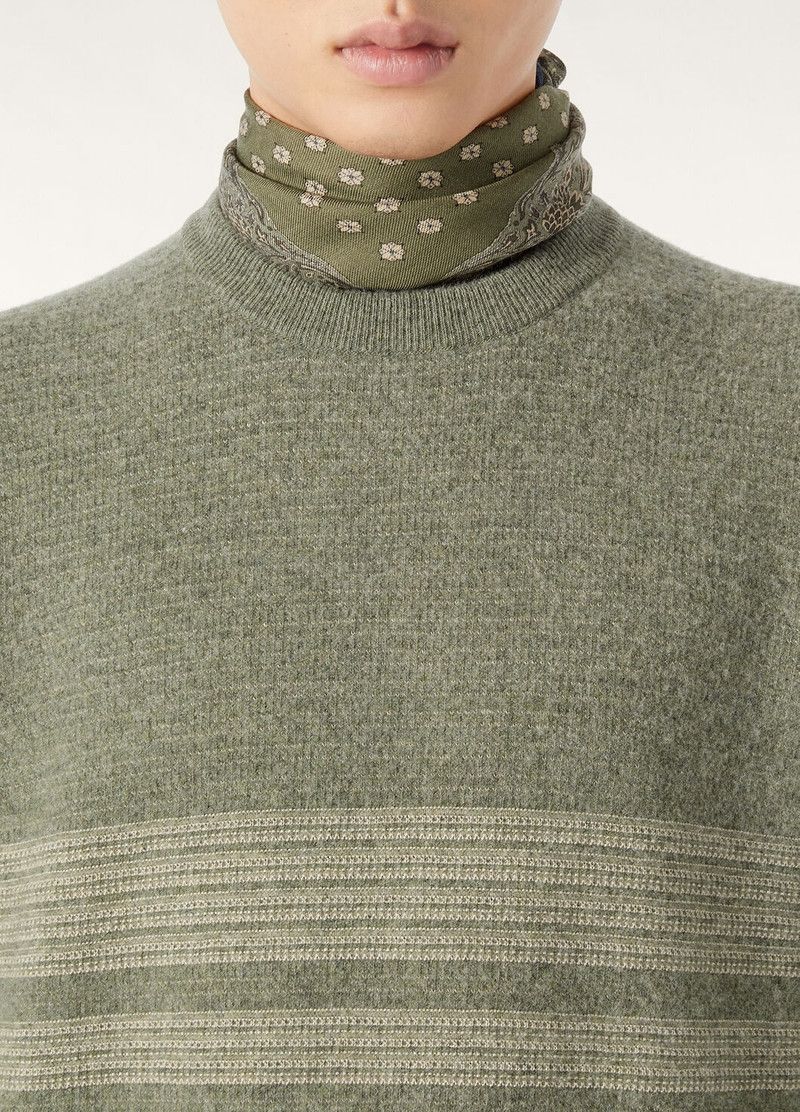 Loro Piana o1w1db10226 FAP0890 Oggebbio Crewneck Sweater in Green Size US L / EU 52-54 / 3 - 3 Thumbnail