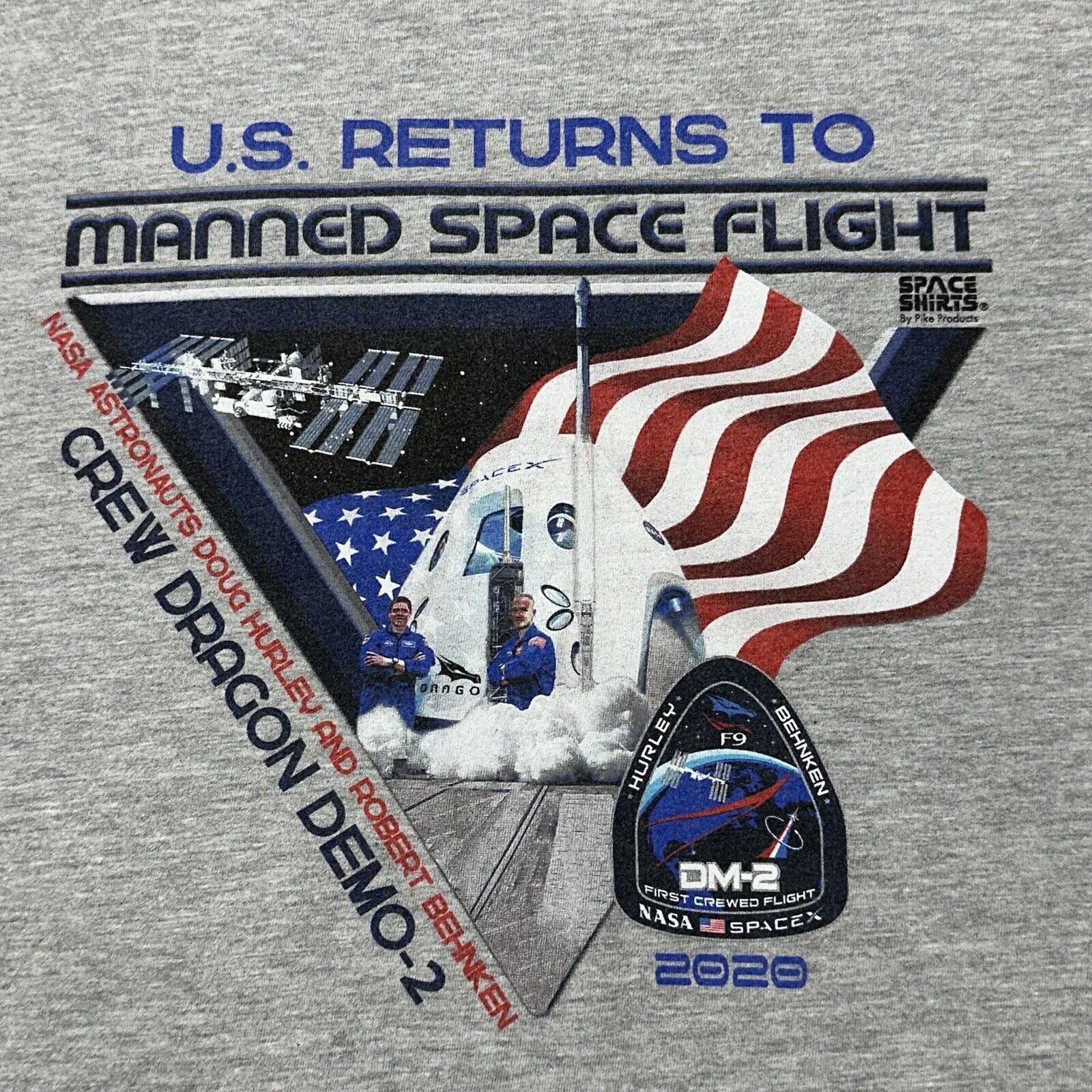 Tultex Space Shirts Large 2020 Dragon Demo-2 NASA Crew Graphic Tee Size US L / EU 52-54 / 3 - 2 Thumbnail