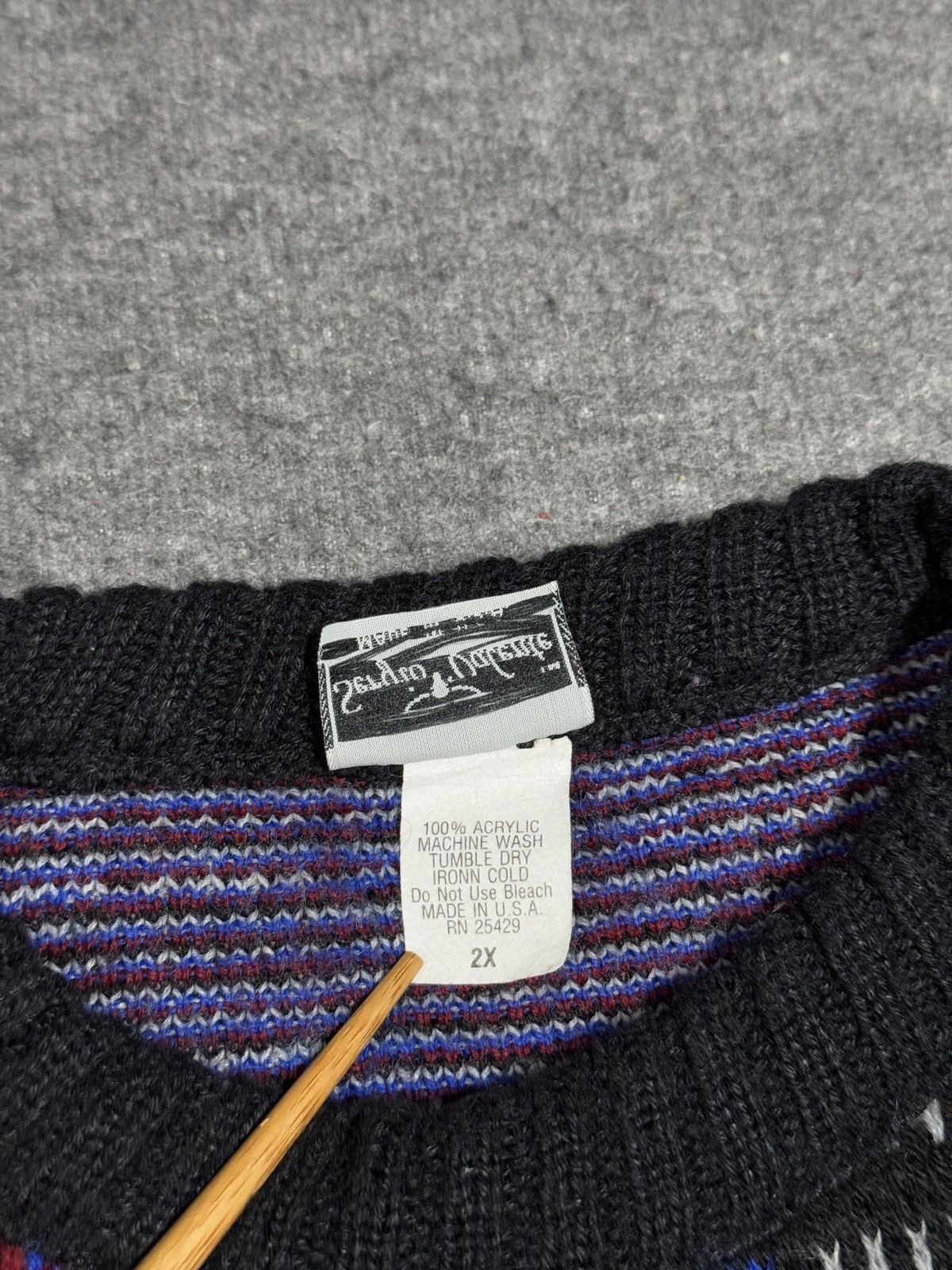 Vintage SERGIO VALENTE Men's 2X Sweater Abstract Coogi-style Biggy Size US XXL / EU 58 / 5 - 9 Thumbnail