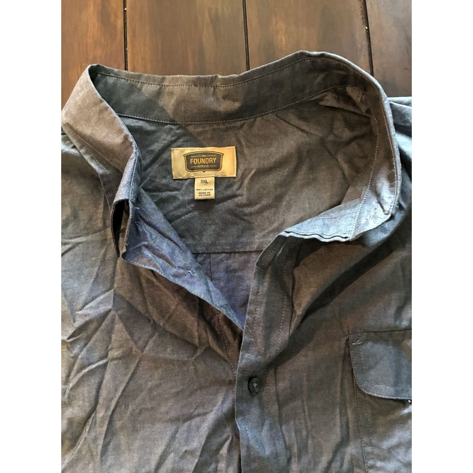 Vintage Foundry Shirt Mens 3XL Button-Up Long Sleeve Button-Down Collar Gray with Pocket Size US XXL / EU 58 / 5 - 3 Thumbnail