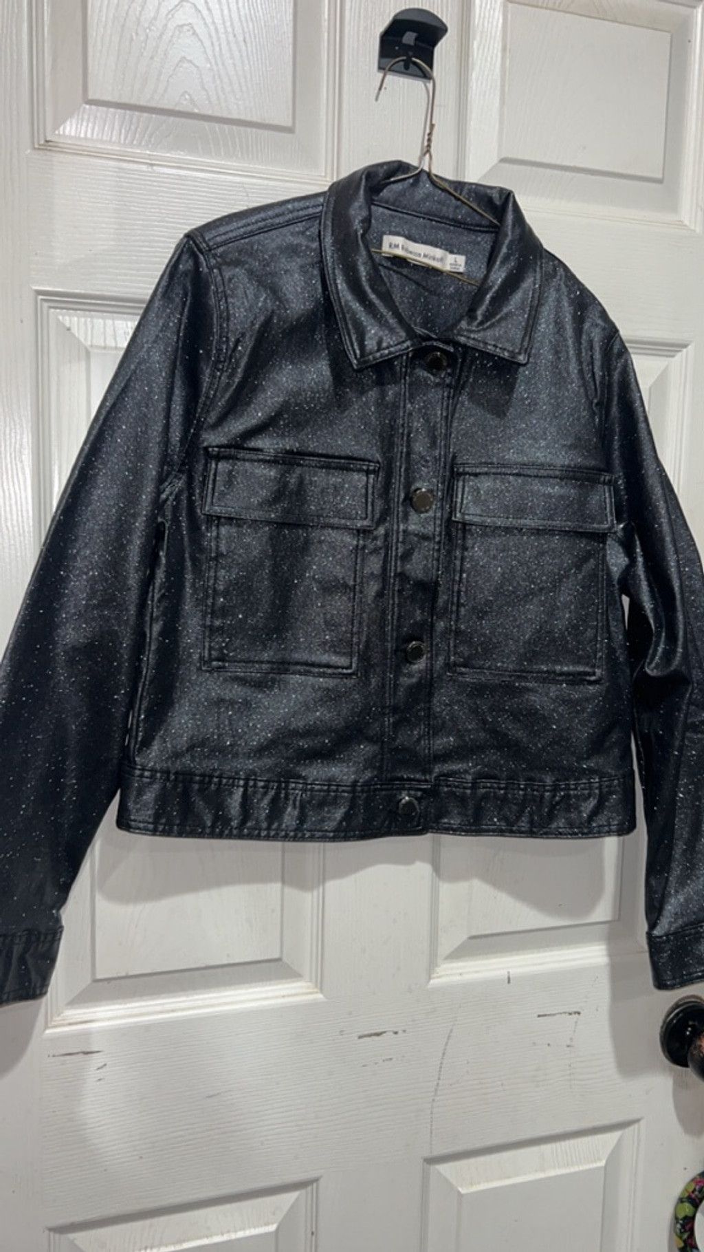 Rebecca Minkoff Women's Rebecca Minkoff Black Glitter Cropped Jacket L Size L / US 10 / IT 46 - 2 Thumbnail