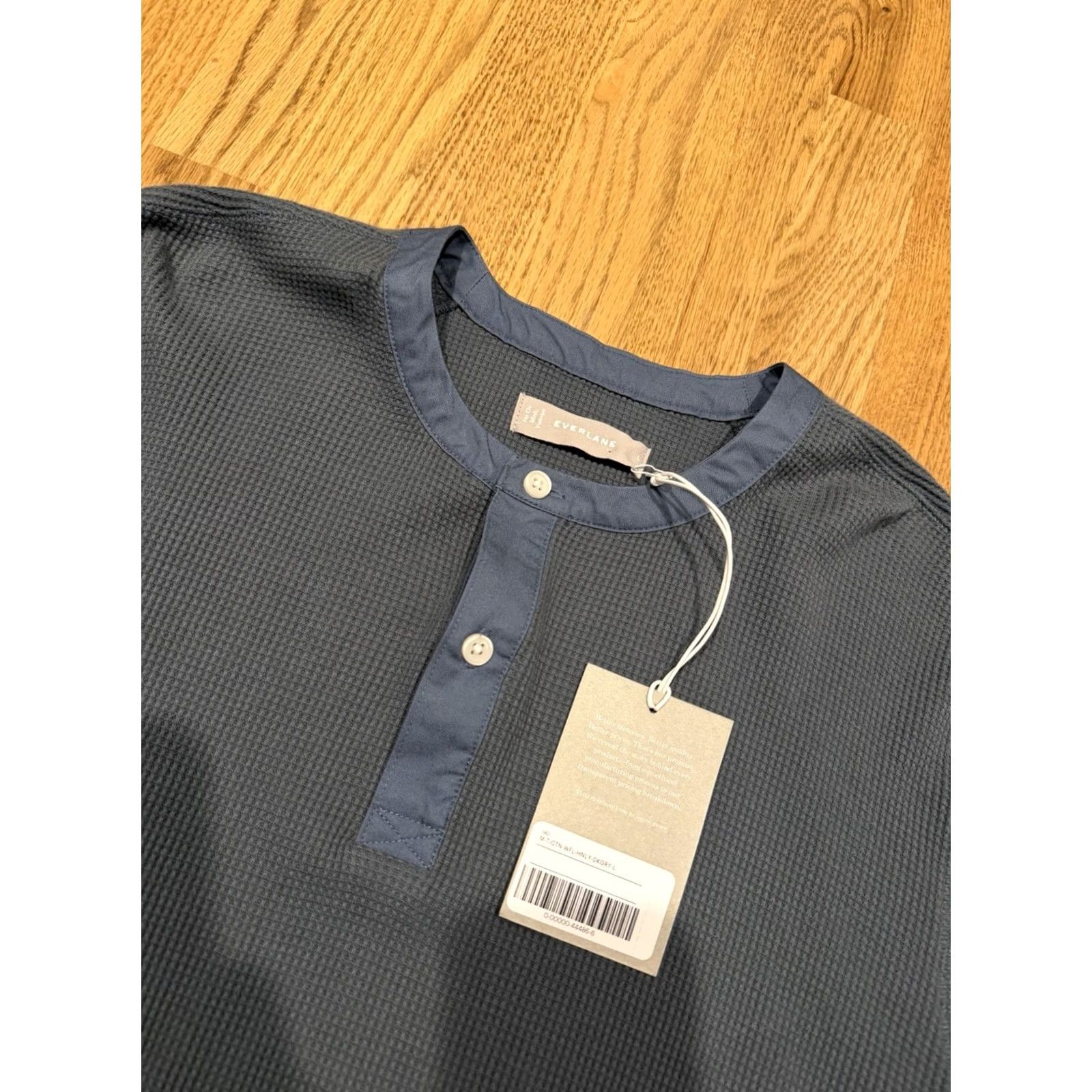 Everlane Everlane Waffle Knit Henley Thermal Shirt Men’s Large Blue/Gray Long Sleeve NWT Size US L / EU 52-54 / 3 - 3 Thumbnail