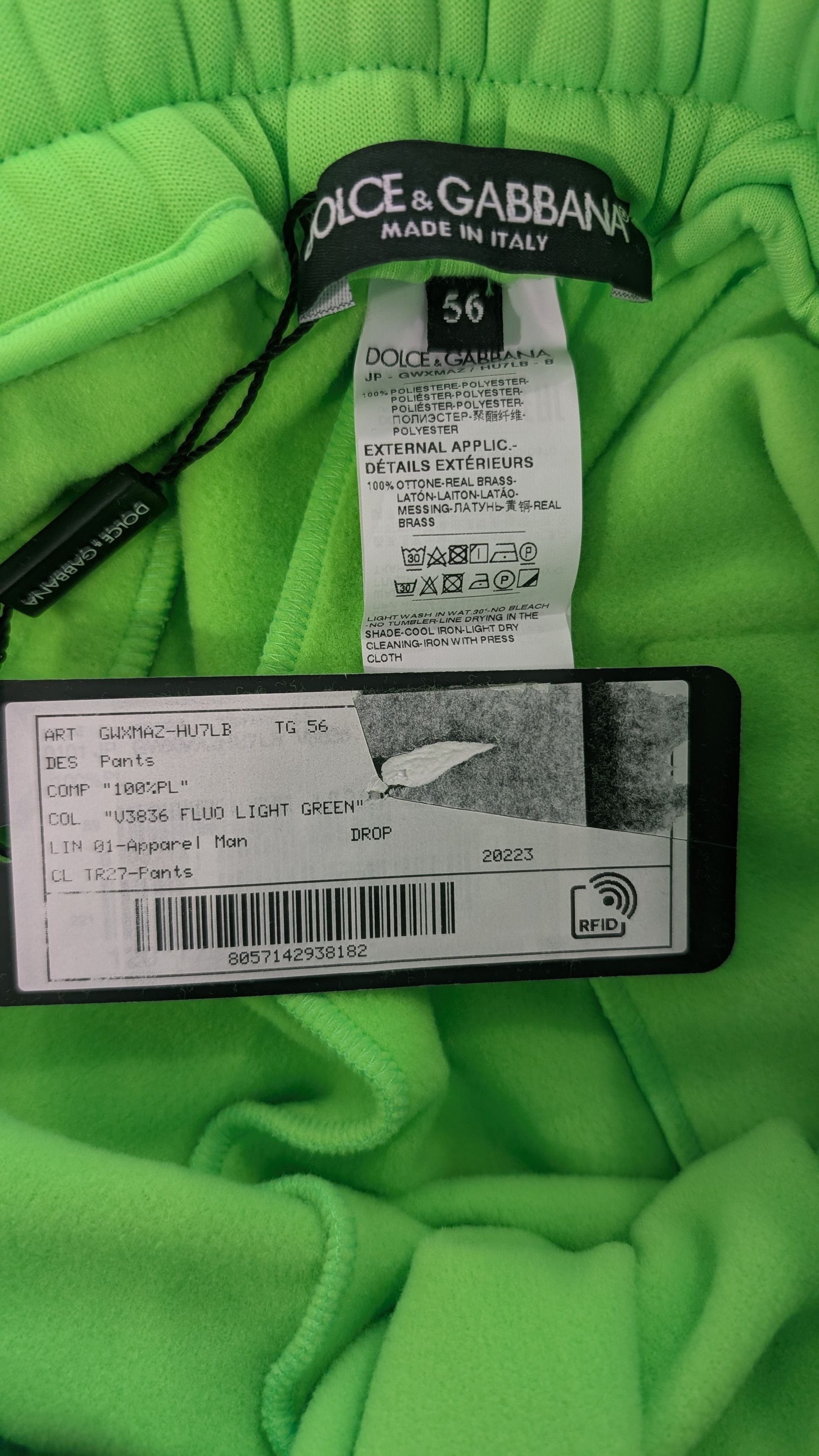 Dolce & Gabbana DOLCE & GABBANA Neon Green Cargo Jogger Pants Size US 40 / EU 56 - 7 Thumbnail