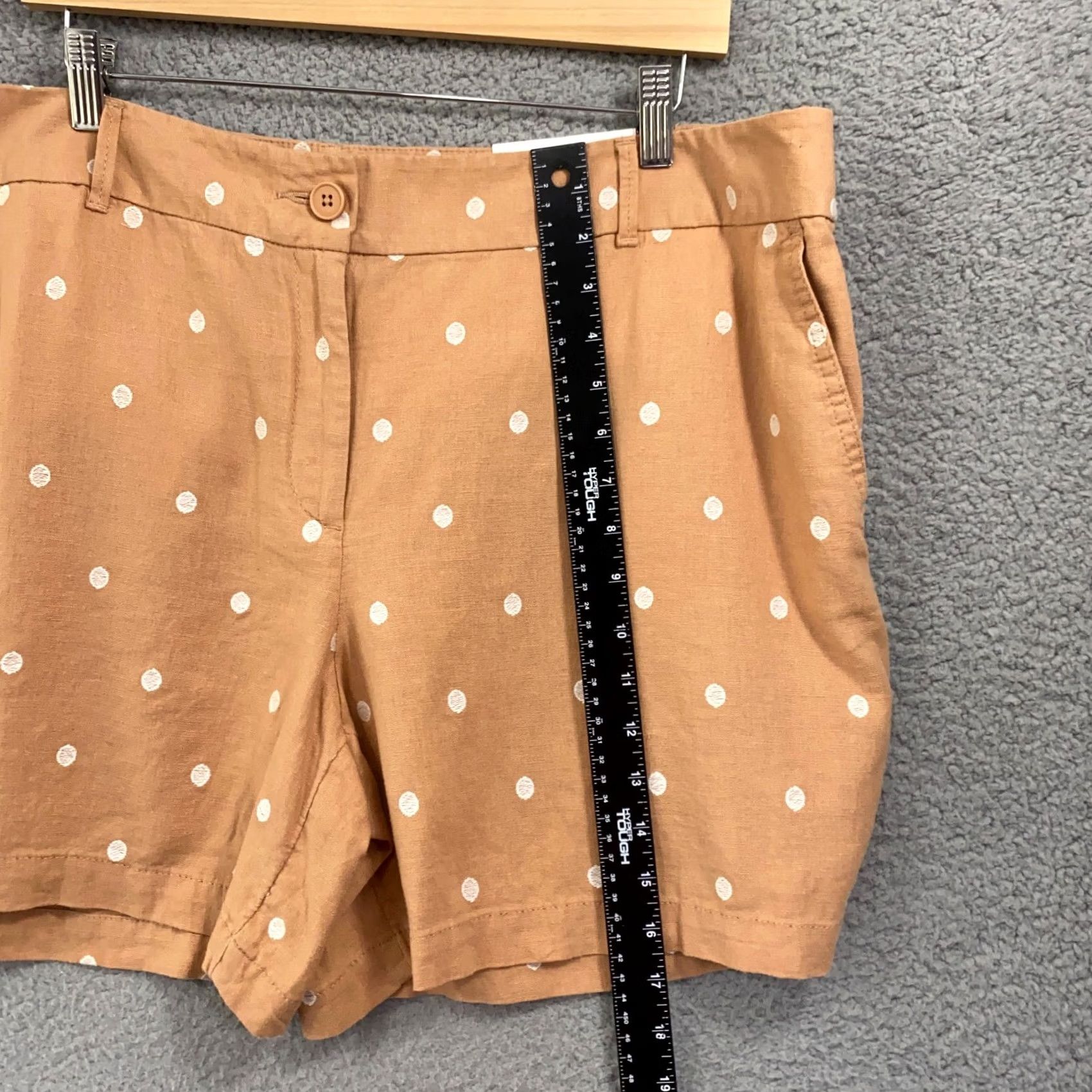 Loft LOFT Shorts Women 16 Brown Embroidered Polka Dots Linen Blend Bermuda 6" Short Size 38" / US 16 / IT 52 - 4 Thumbnail