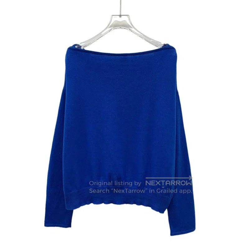 Hermes Hermes Navy Blue Silk Printed Patchwork Cashmere Long Slee Size XS / US 0-2 / IT 36-38 - 2 Thumbnail