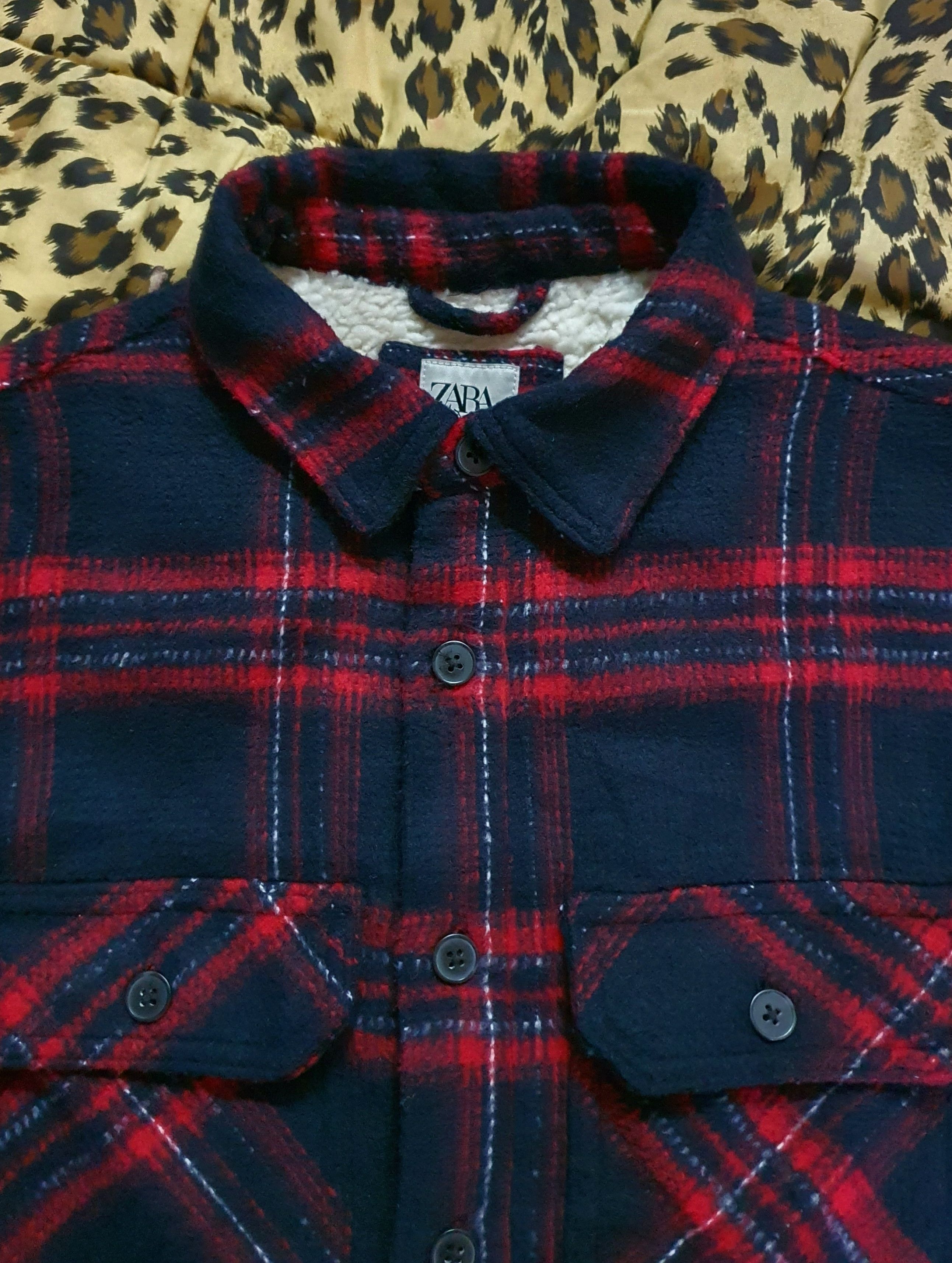 Designer × Zara Zara Fleece Plaid Overshirt Faux Shearling Size US S / EU 44-46 / 1 - 2 Thumbnail