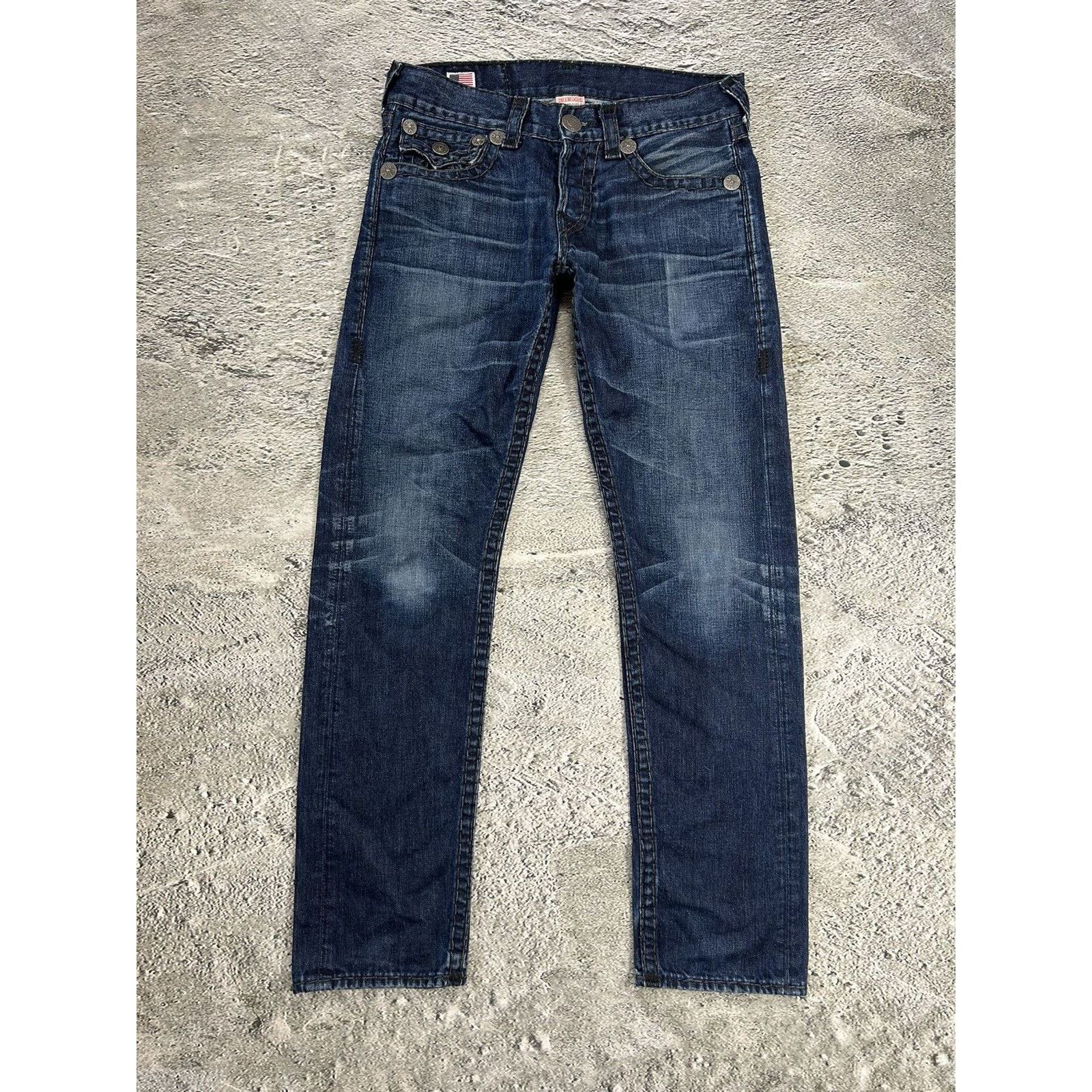 True Religion × Vintage True Religion navy jeans black thick stitching Jack Big QT Size US 32 / EU 48 - 6 Thumbnail