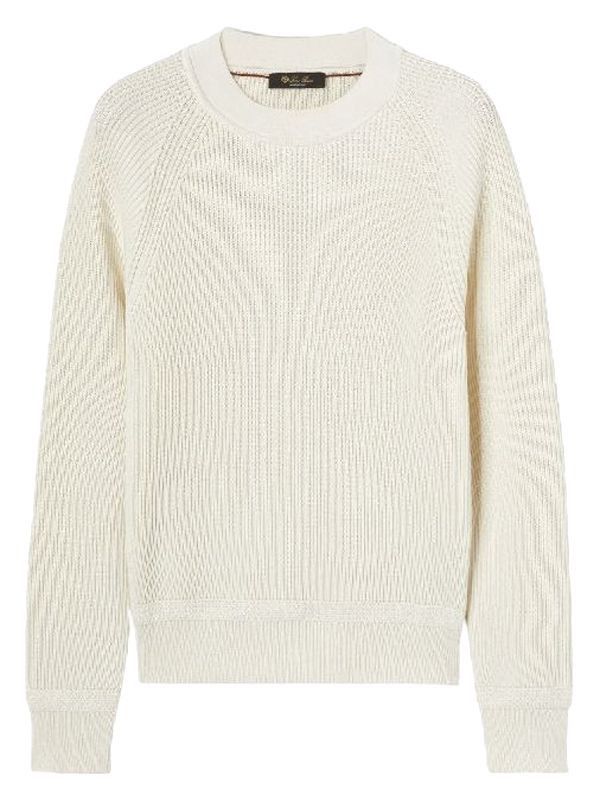 image of Loro Piana O1Srvl11E0424 Girocollo Valdarno Sweaters In White, Men's (Size Large)
