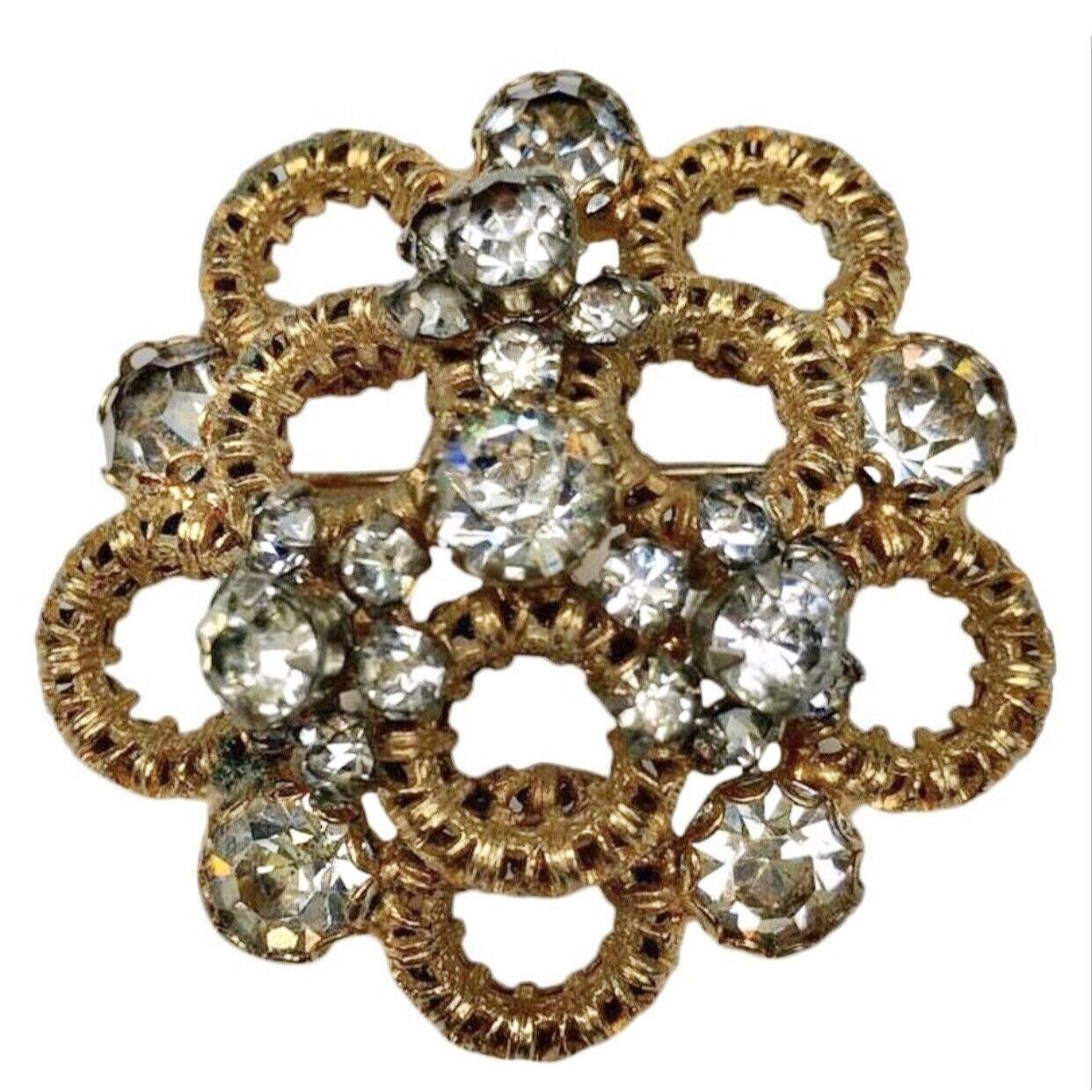Vintage Vintage Kramer of New York Glass Rhinestone Flower Brooch Pi Size ONE SIZE - 4 Thumbnail