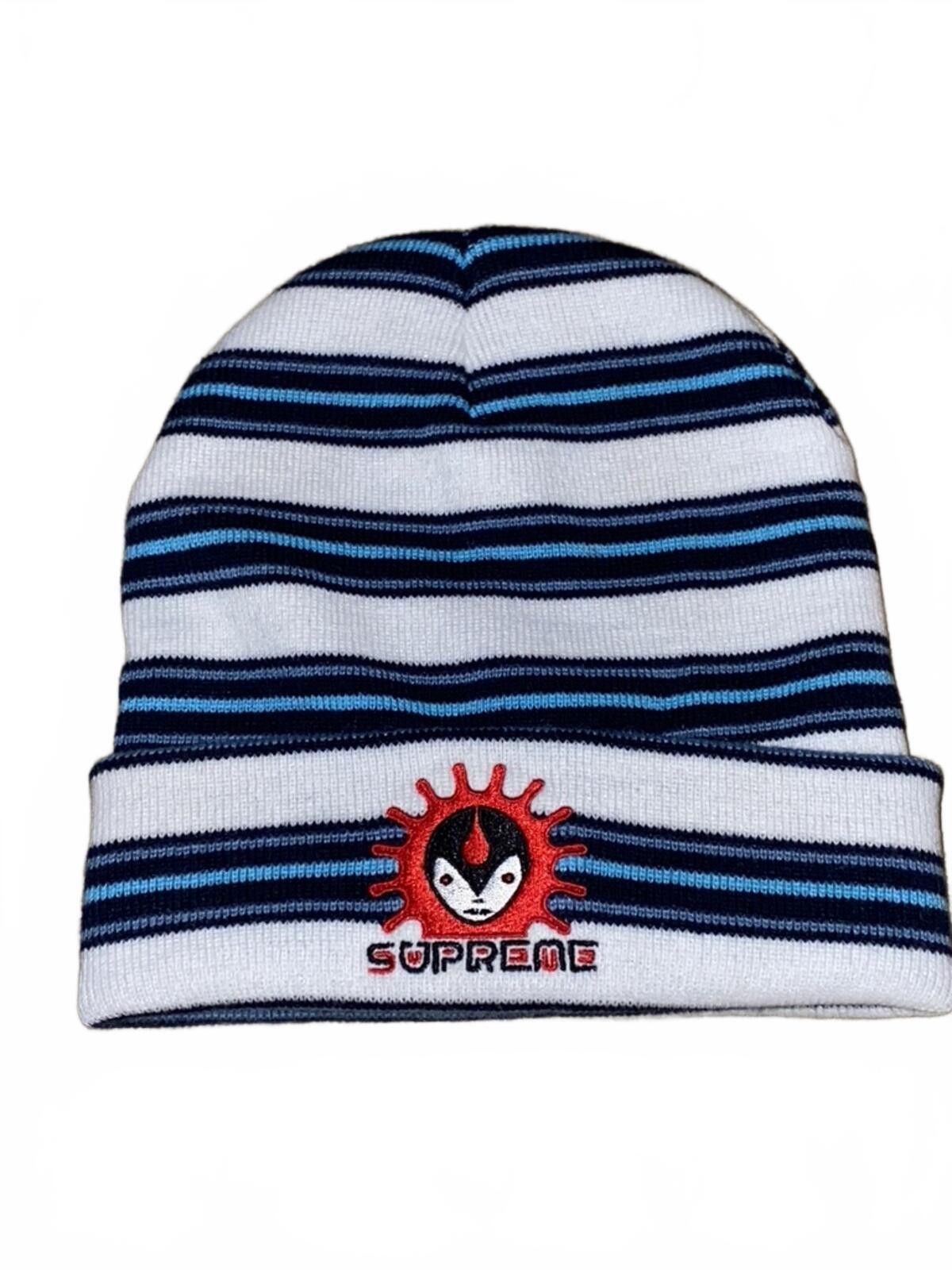 Supreme Supreme Striped Beanie Navy/White | Grailed