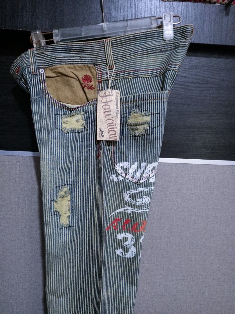 Japanese Brand Y2K Piko Aloha Surf Hickory Jeans (W32 NOS) Size US 32 / EU 48 - 6 Thumbnail