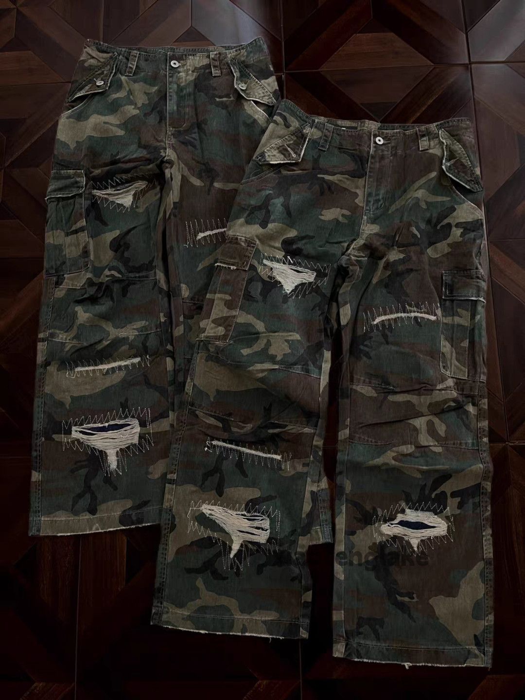 Vintage xtl retro loose baggy military tactical camo ripped pants Size US 28 / EU 44 - 3 Thumbnail