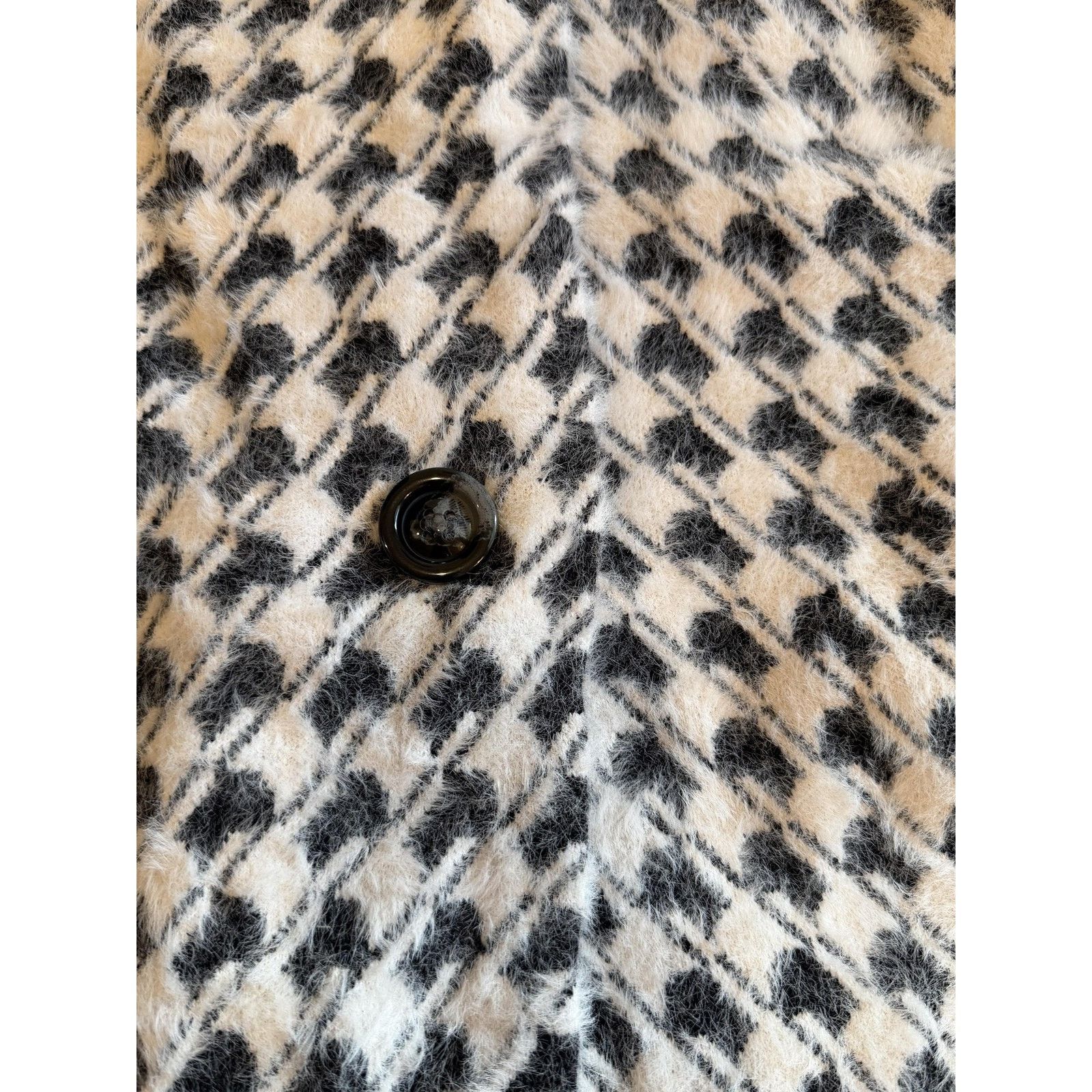 Other Cliche Coat Womens Large White Black Check Knit Button Front Size L / US 10 / IT 46 - 2 Thumbnail