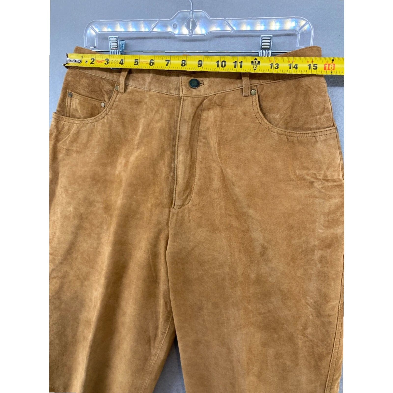 Vintage VINTAGE J Khaki Beige Leather High Rise Tapered Pants Womens 12 Size 34" / US 12 / IT 48 - 2 Thumbnail