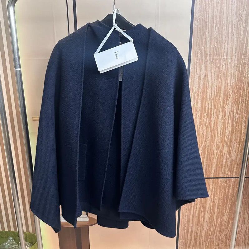 Dior Navy Wool Women's Oversized Coat 0089