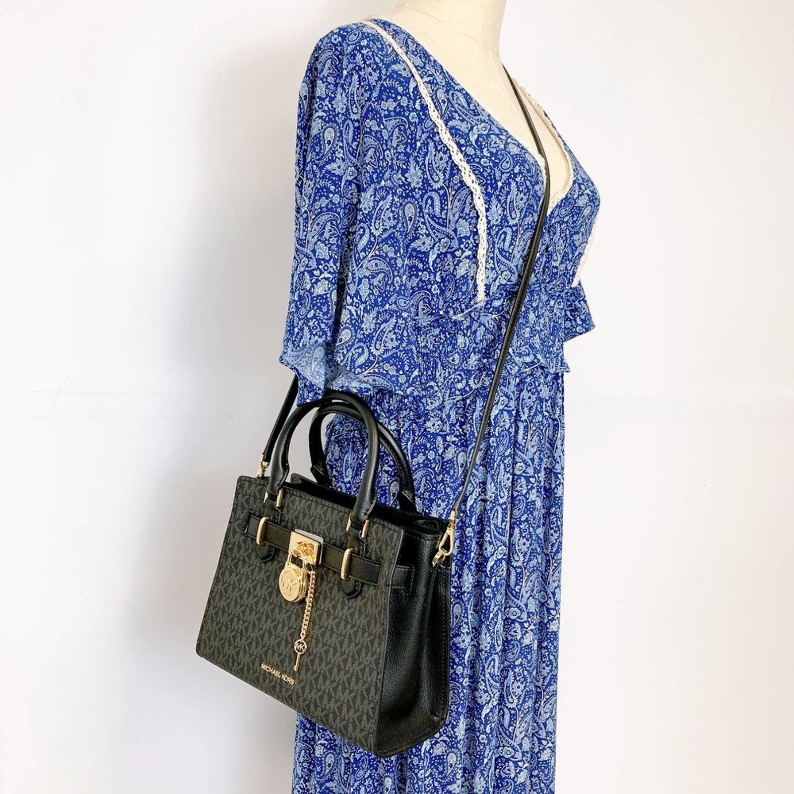 Michael Kors Michael Kors 35F1GHMS1B Hamilton Small Satchel in Sig Black Size ONE SIZE - 1 Thumbnail