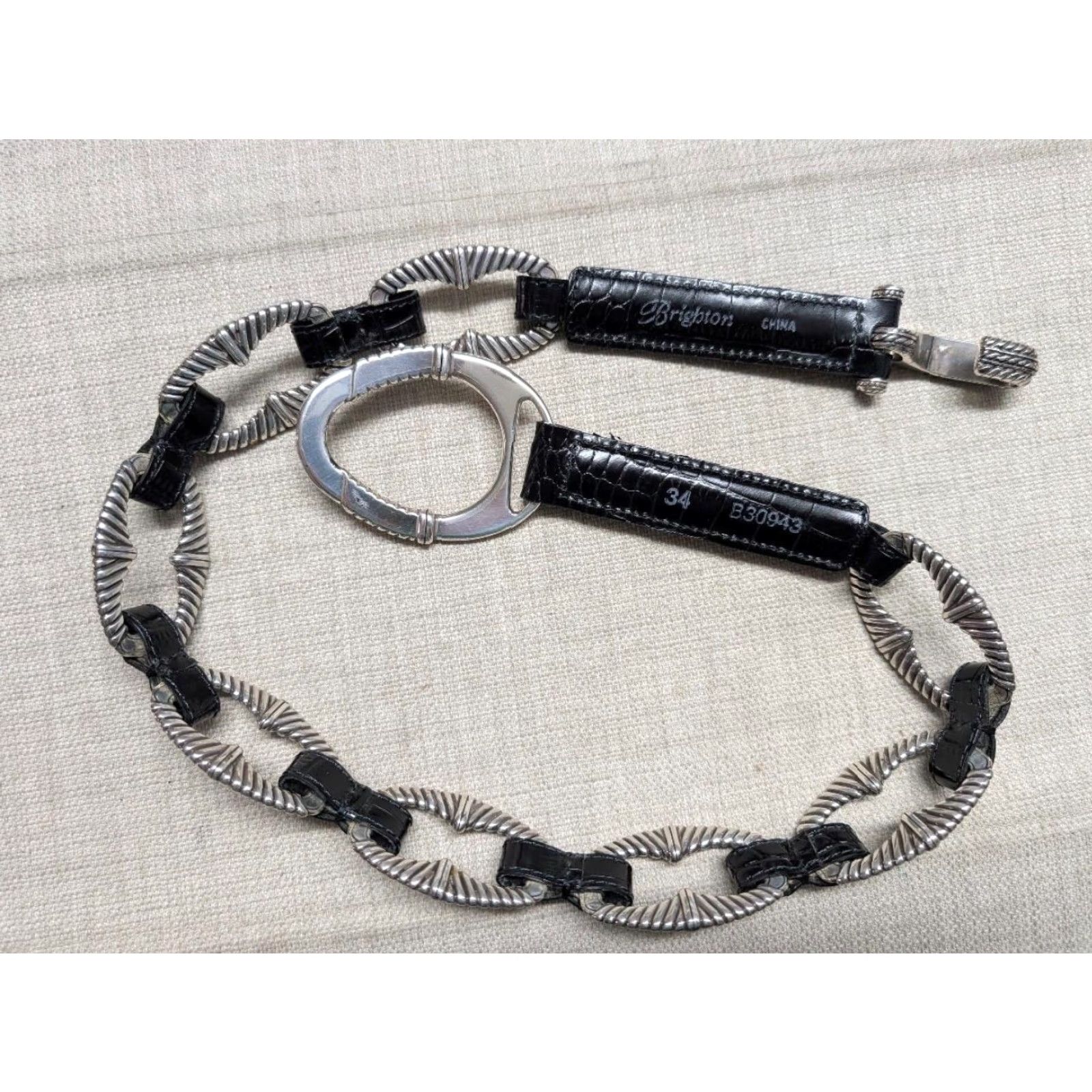 Brighton VINTAGE Brighton alligator embossed SOUTHWESTERN black leather 34 concho belt METAL Size ONE SIZE - 4 Thumbnail