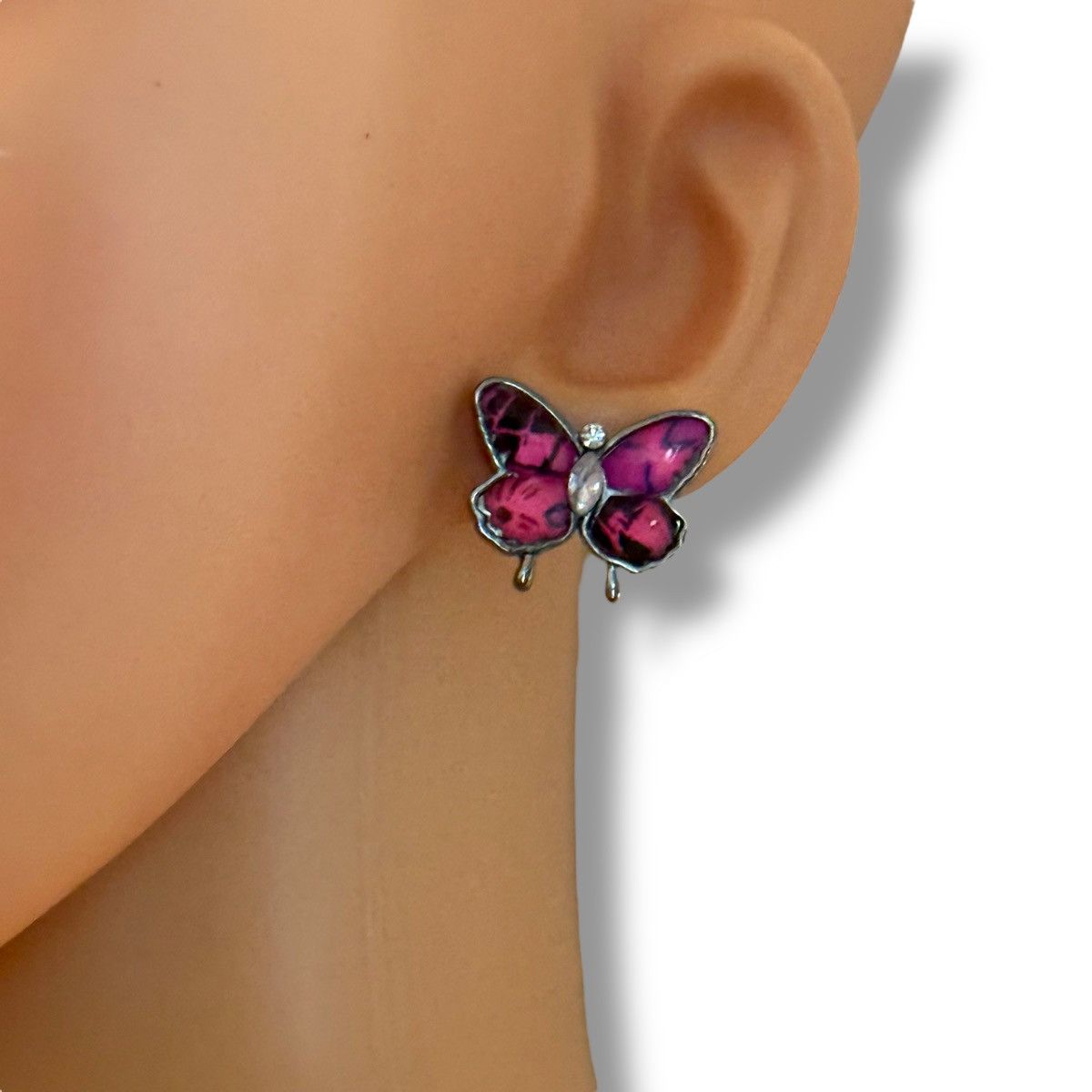 Other Silver tone pink butterfly stud earrings Size ONE SIZE - 2 Thumbnail