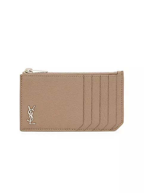 Saint Laurent Paris o1b1hav110924 Size: OS / Leather Zipped Card Case Dark Beige Size ONE SIZE - 1 Thumbnail