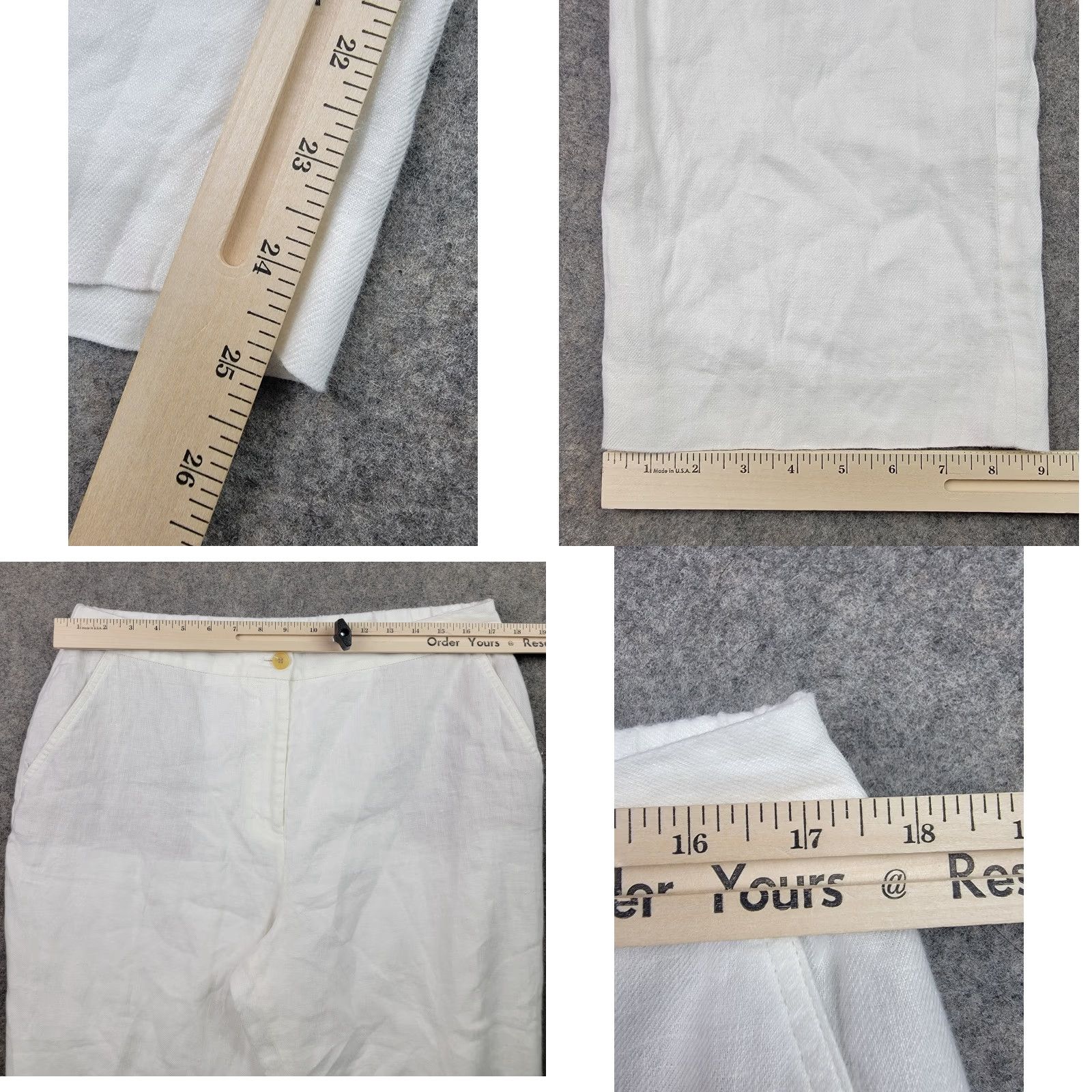 Talbots Talbots Pants Womens 12 White Linen Lined Straight Leg Pockets Summer Classic Size 34" / US 12 / IT 48 - 9 Thumbnail