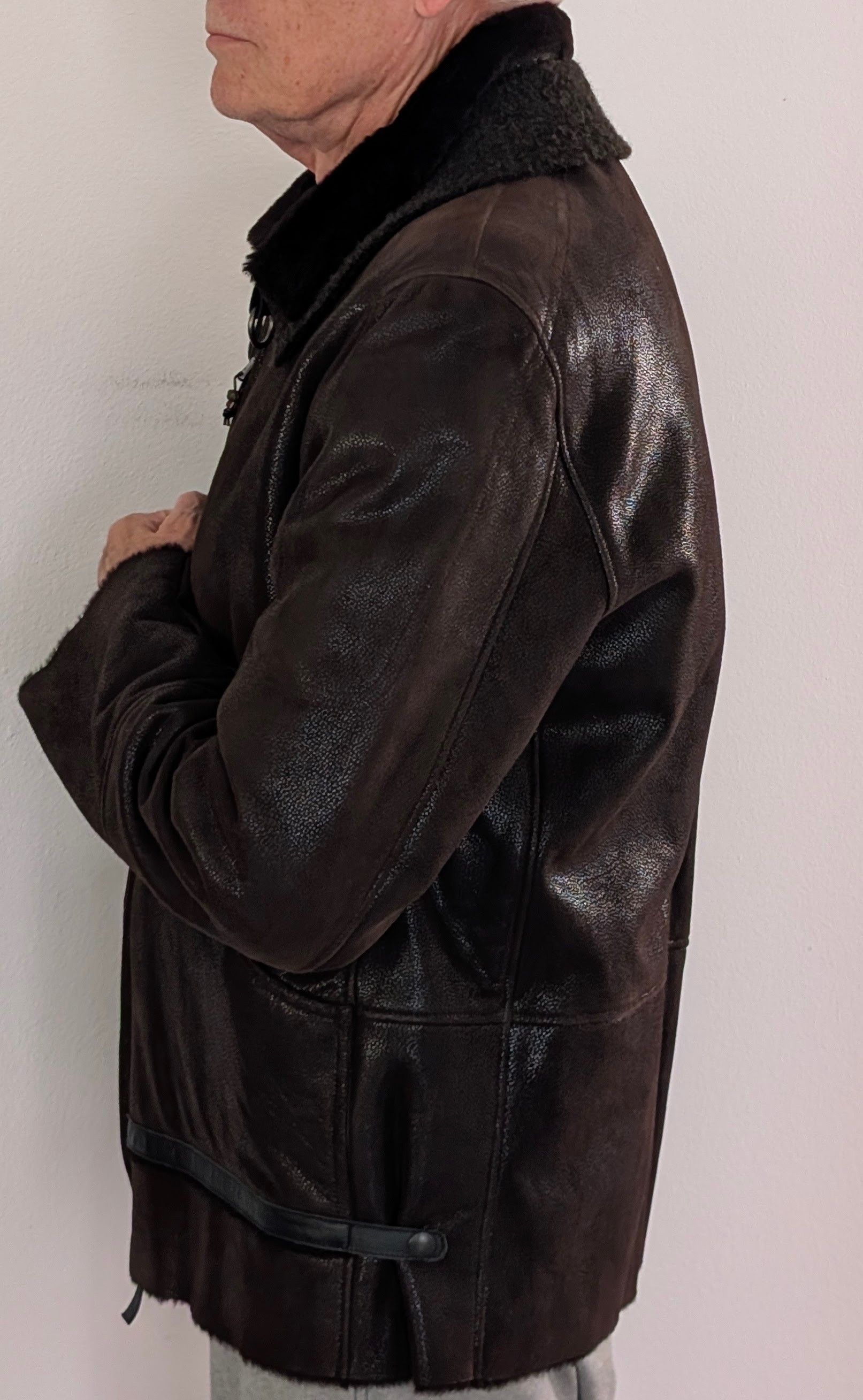 HENRY BEGUELIN Henry Beguelin Mens Short Brown Shearling Zip Jacket Size L Size US L / EU 52-54 / 3 - 3 Thumbnail