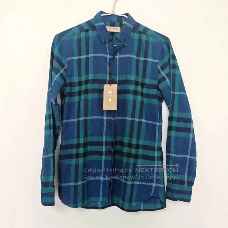 Burberry Burberry Blue Checked Cotton Men's Shirt. Size US S / EU 44-46 / 1 - 1 Thumbnail