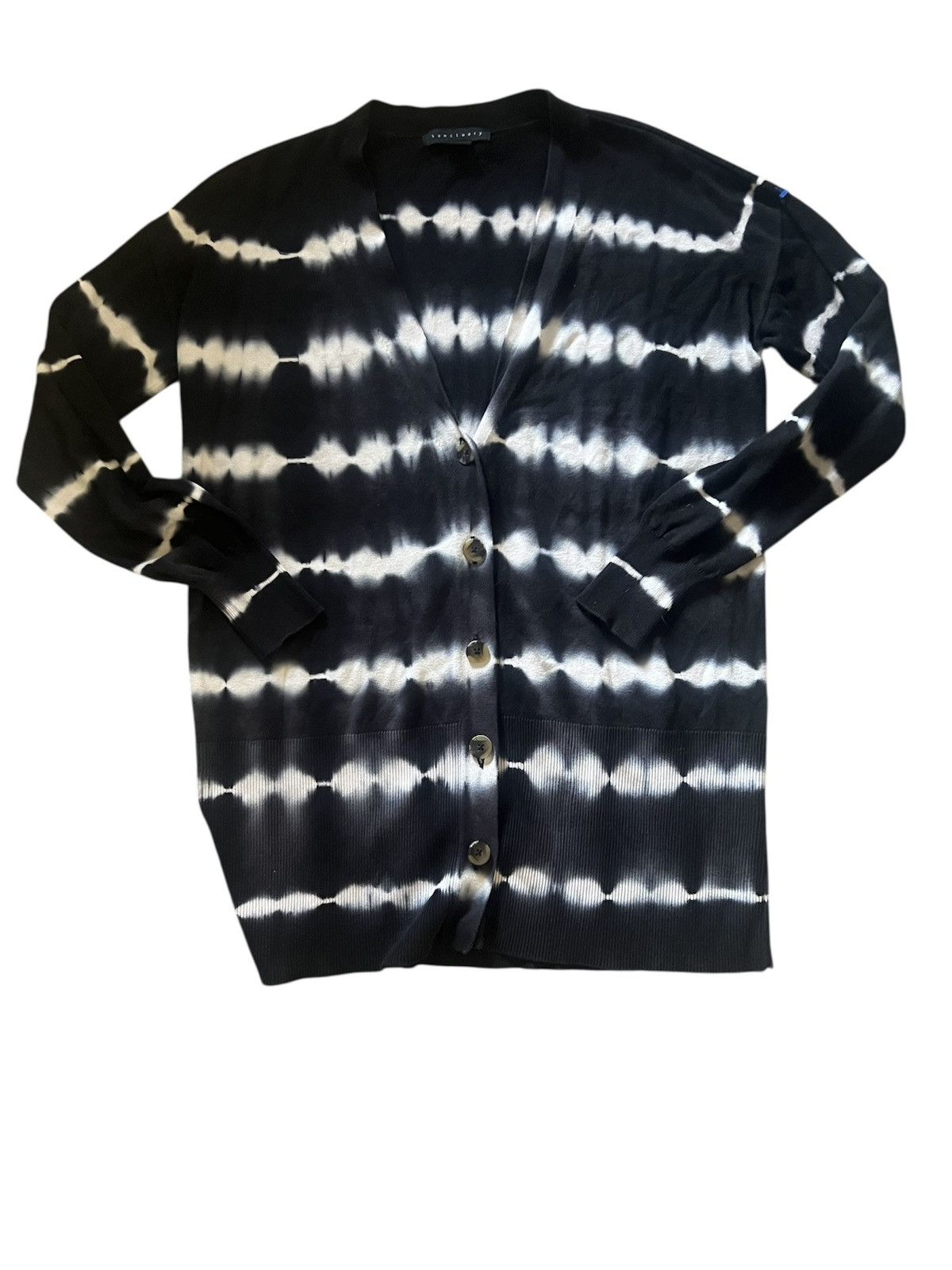 Sanctuary Sanctuary Black White Striped Tie Dye Long Cardigan | Small Size S / US 4 / IT 40 - 1 Thumbnail
