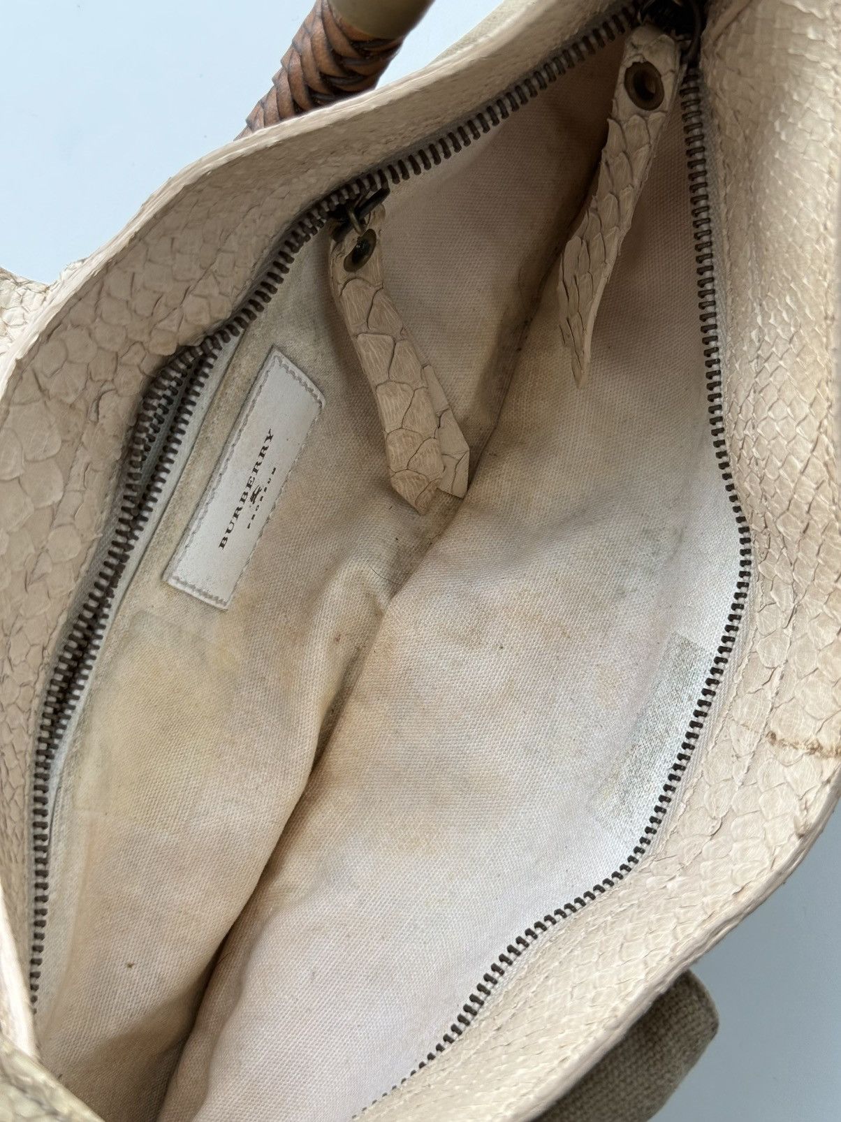 Burberry Prorsum Burberry Prorsum Python-Style Leather Canvas Shoulder Bag Size ONE SIZE - 15 Thumbnail