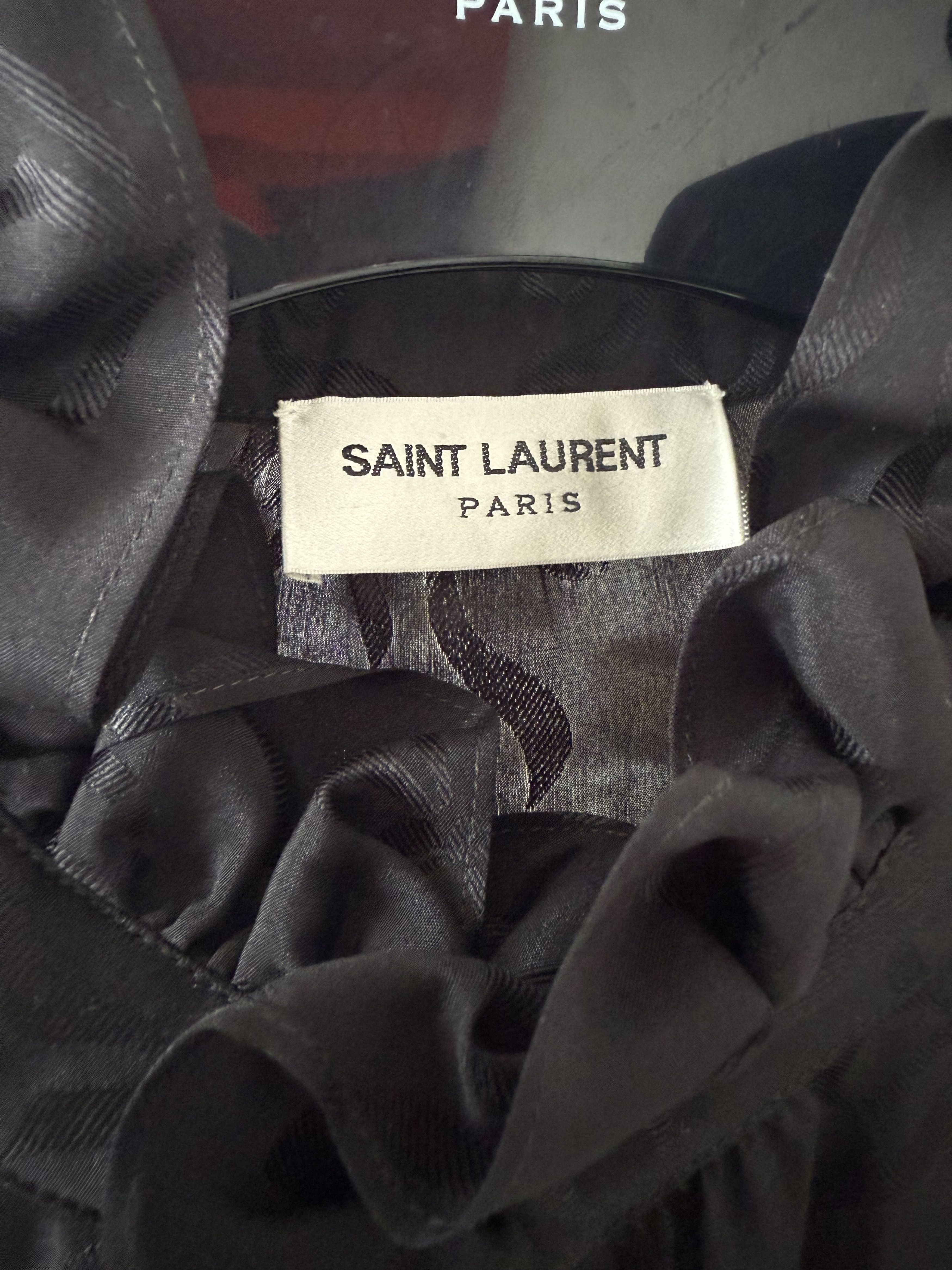 Saint Laurent Paris SS22 Saint Laurent Frilled Blouse in Matte and Shiny Silk Size US XS / EU 42 / 0 - 10 Thumbnail