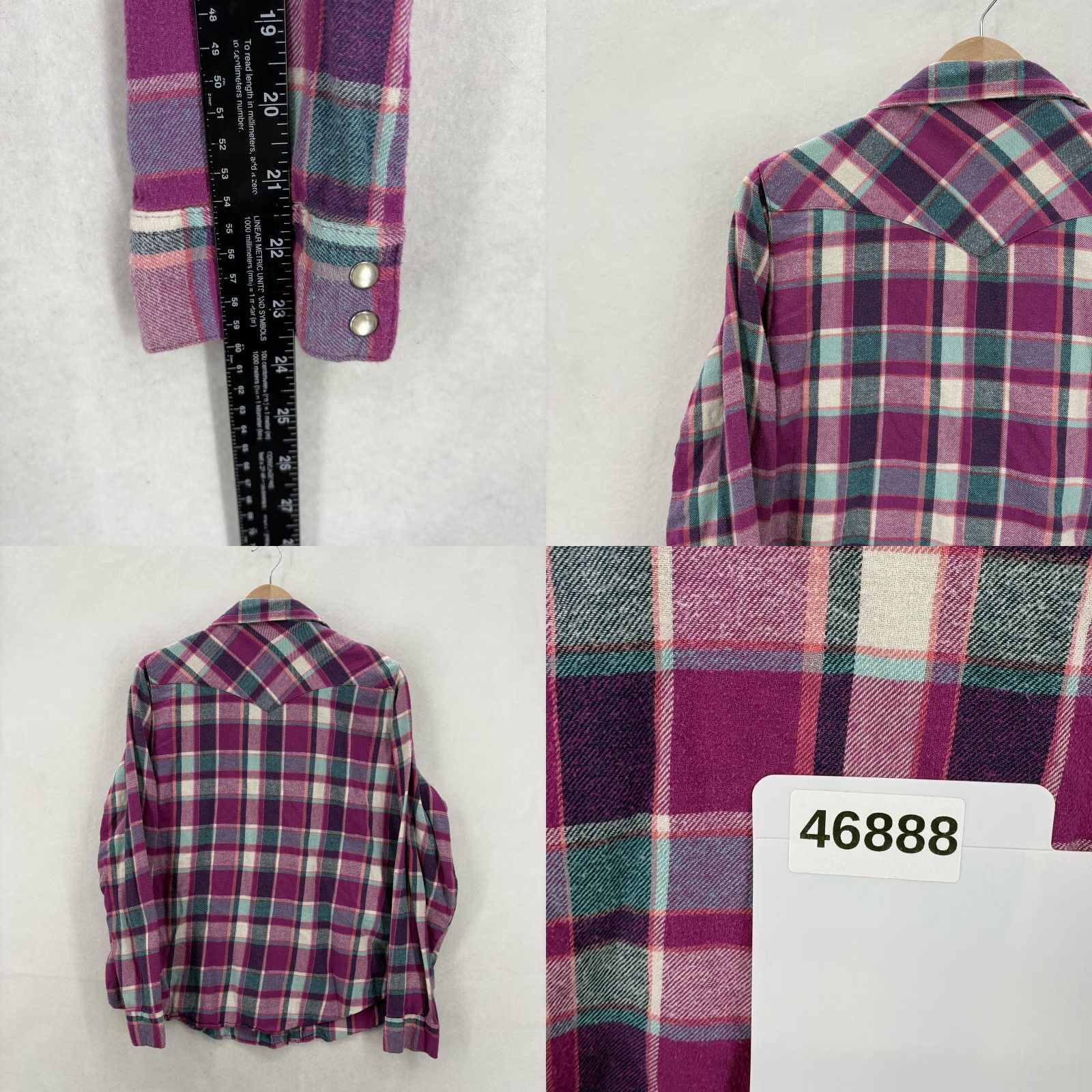Wrangler Wrangler Shirt Womens 3XL Purple Plaid Flannel Pearl Snap Long Sleeve Western Size XXL / US 16-18 / IT 52-54 - 8 Thumbnail