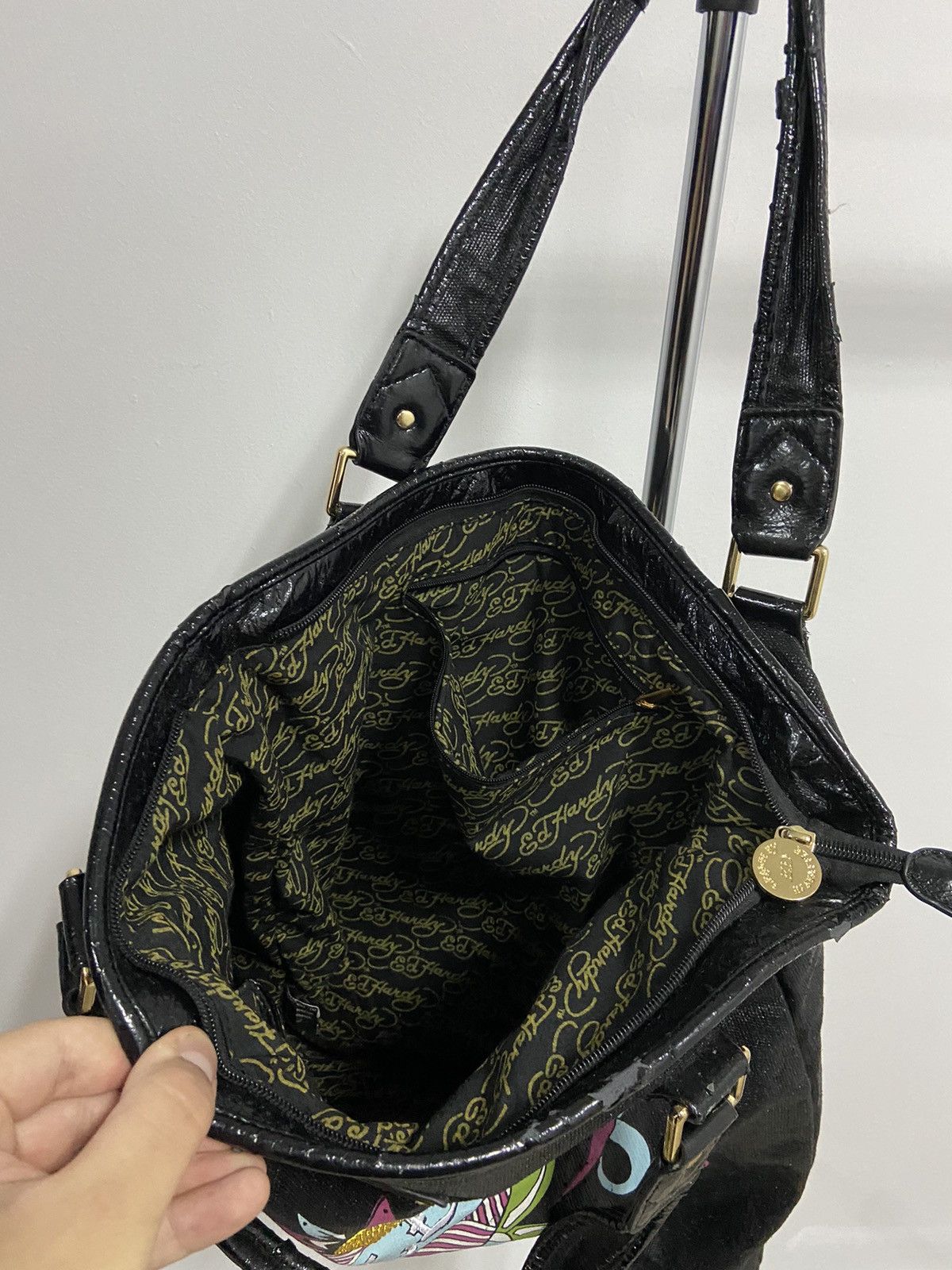 Ed Hardy × Vintage Ed Hardy Vintage tote Bag Big Print Logo rhinestones Size ONE SIZE - 6 Thumbnail