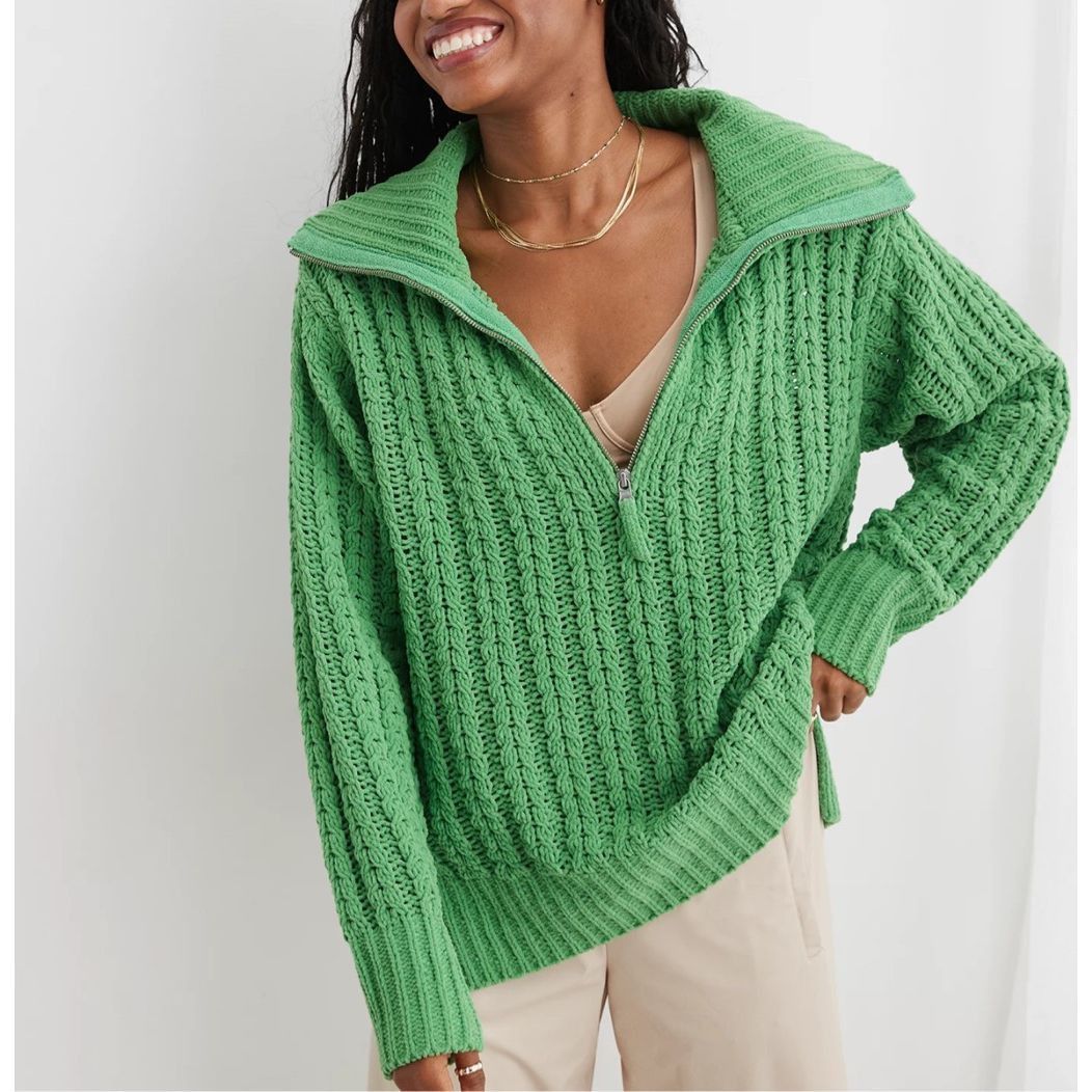 Other Aerie NWT Cable Car Quarter Zip Sweater sz S Size S / US 4 / IT 40 - 1 Thumbnail