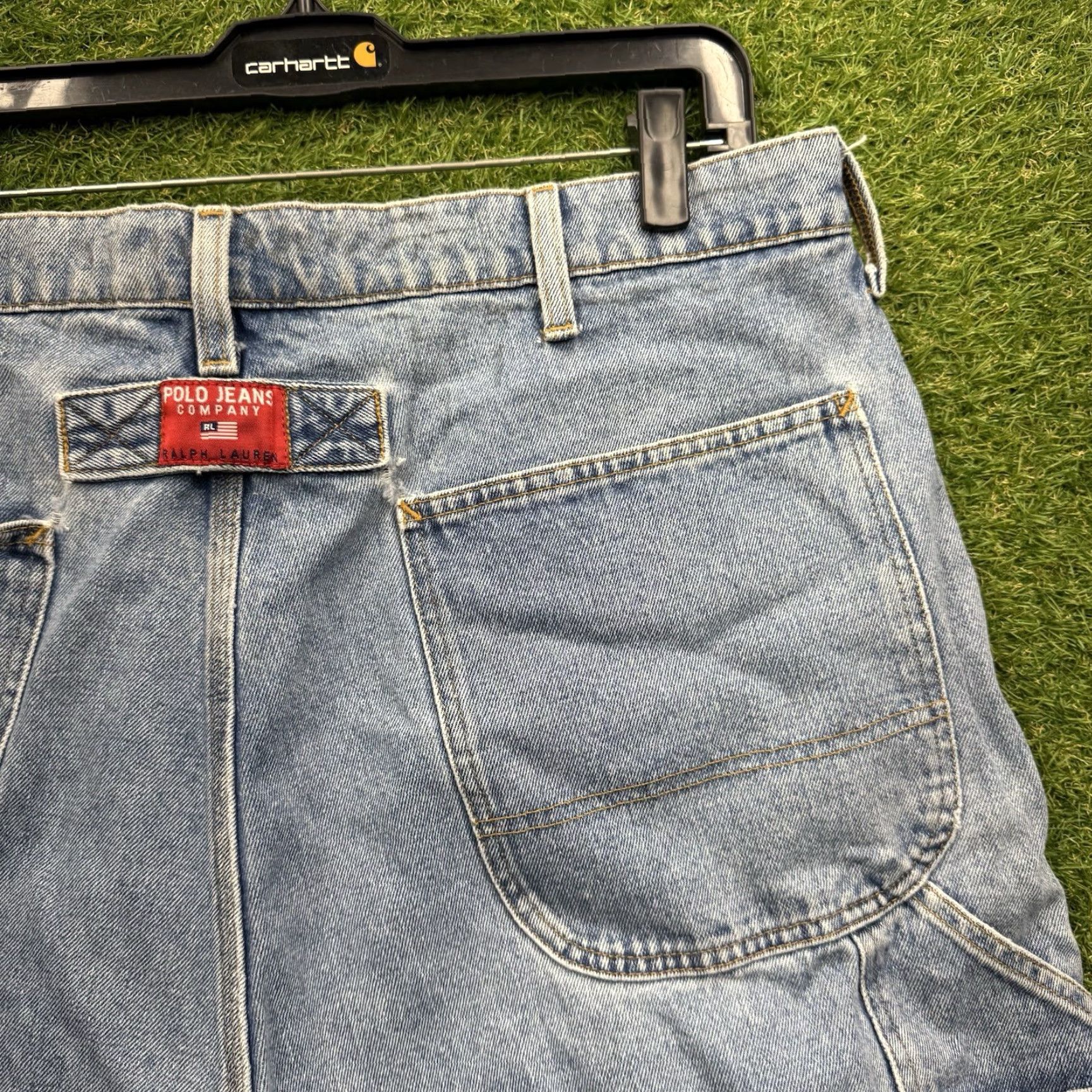 Vintage VINTAGE Polo Jeans Company Denim Shorts Mens 36 Painter Carpenter Baggy Light Wash 2000s Y2K Summer Vintage Mens Size US M / EU 48-50 / 2 - 3 Thumbnail