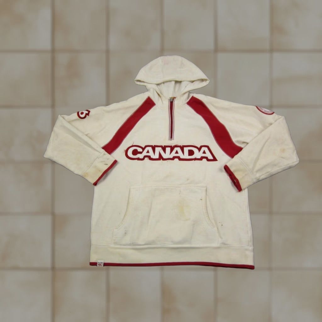 Vintage Vintage Canada Olympic Team Hoodie Mens Small Creme Red 1/4 Zip Sweatshirt Size US S / EU 44-46 / 1 - 1 Thumbnail