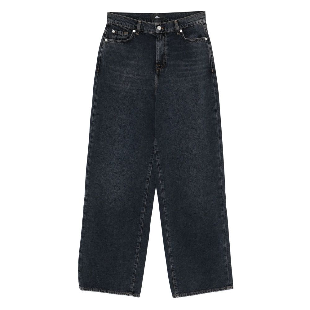 7 For All Mankind 7 For All Mankind BLACK Denim - Wide-Leg Jeans Size 27" / US 4 / IT 40 - 1 Thumbnail