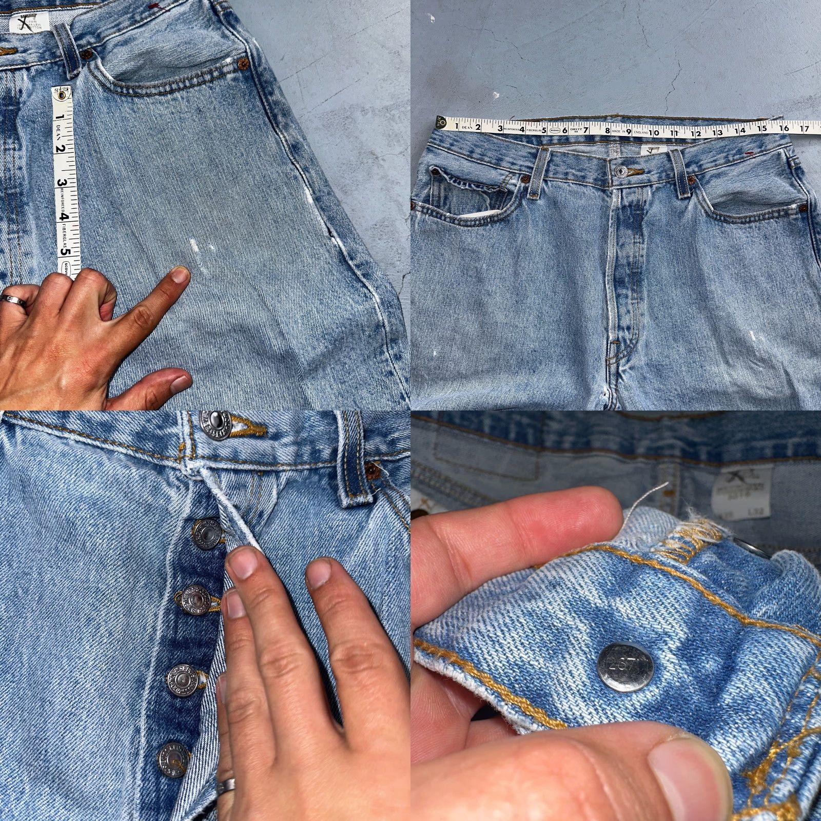 Levi's VINTAGE Levi's 501 Jeans Straight 35x32 Blue Light Wash 32x29 Denim Cotton 5-Pocket Mens Regular Size US 35 - 8 Thumbnail