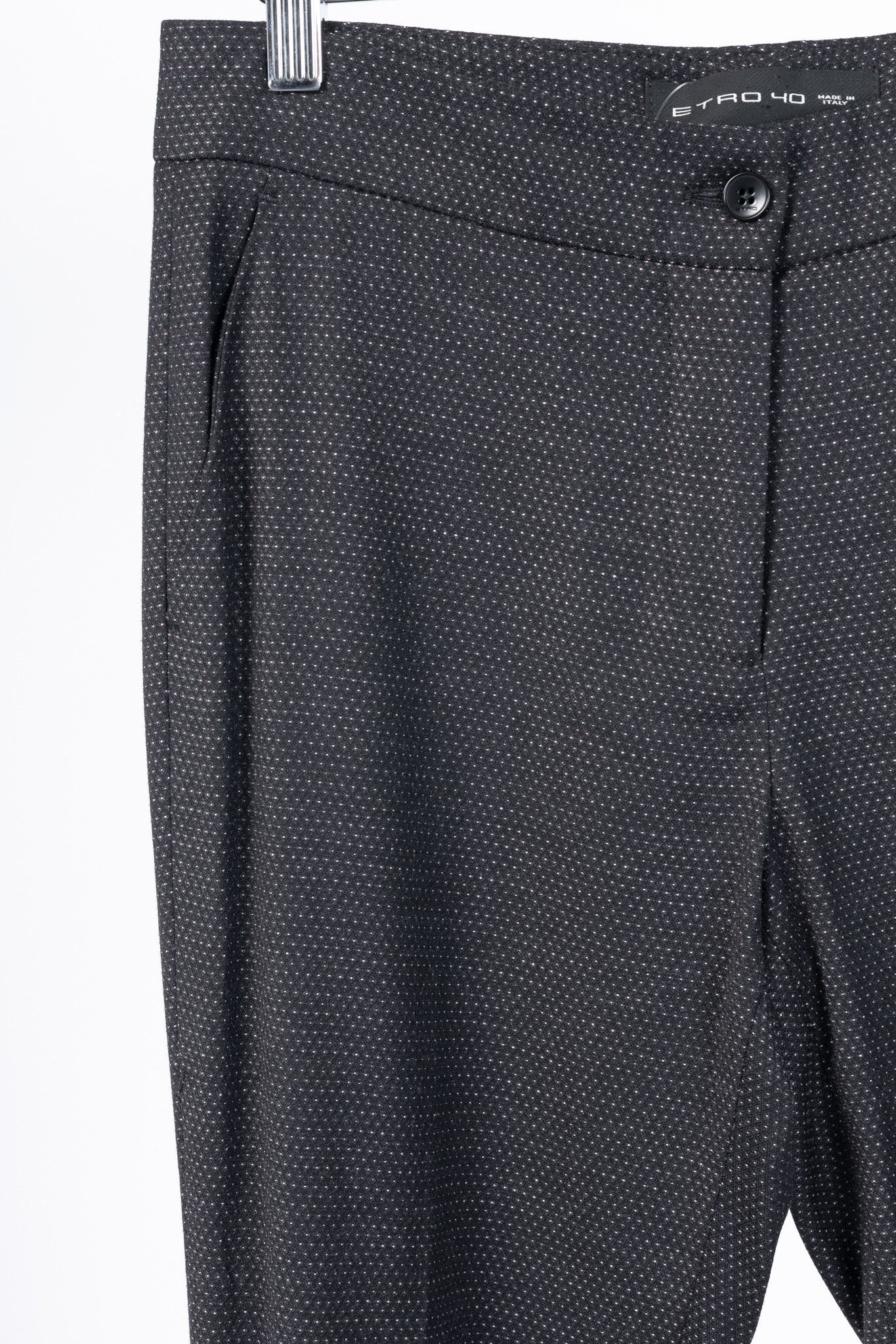 Etro Etro Black Micro-Dot Wool-Blend Cuffed Trousers Size 27" / US 4 / IT 40 - 5 Thumbnail
