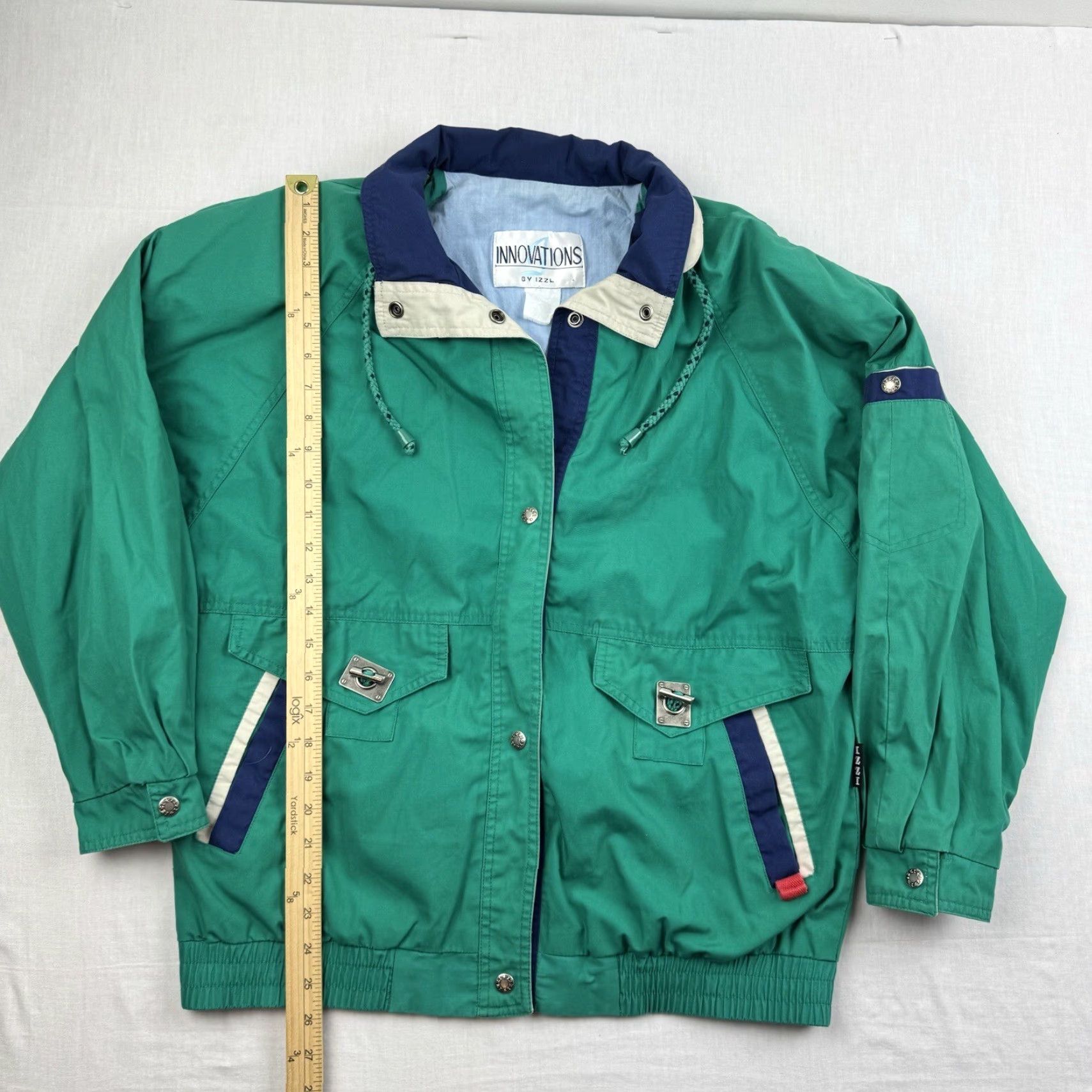 Vintage VINTAGE Innovations Windbreaker Jacket Womens Large Green Snap Up Collar 90s 80s Size L / US 10 / IT 46 - 5 Thumbnail