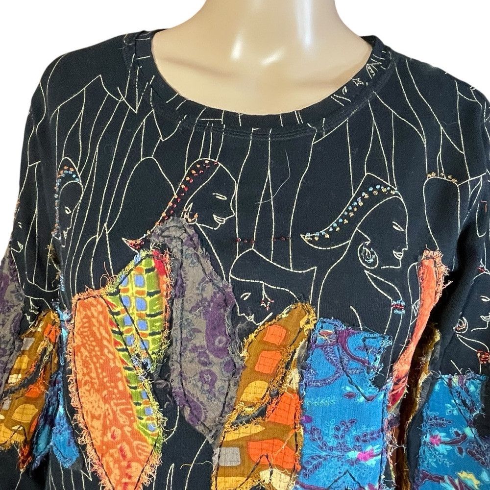 Chicos Chico's Bohemian Embroidered Long Sleeve Cotton Top Size 1 Size M / US 6-8 / IT 42-44 - 2 Thumbnail