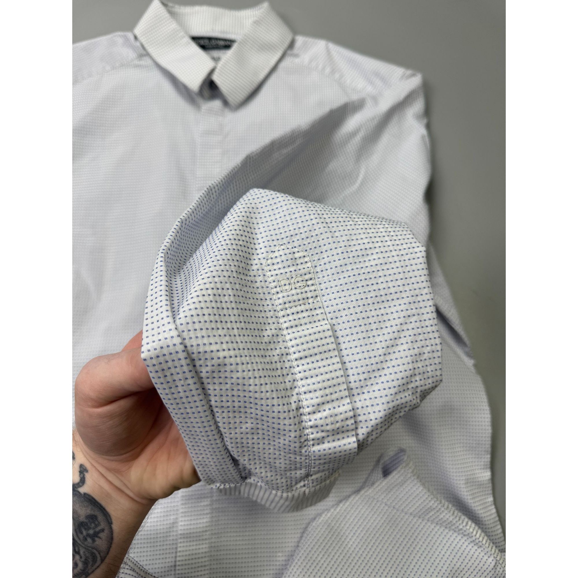 Dolce & Gabbana Dolce & Gabbana Gold Formal White Patterned Shirt (Y1275) Size US L / EU 52-54 / 3 - 2 Thumbnail