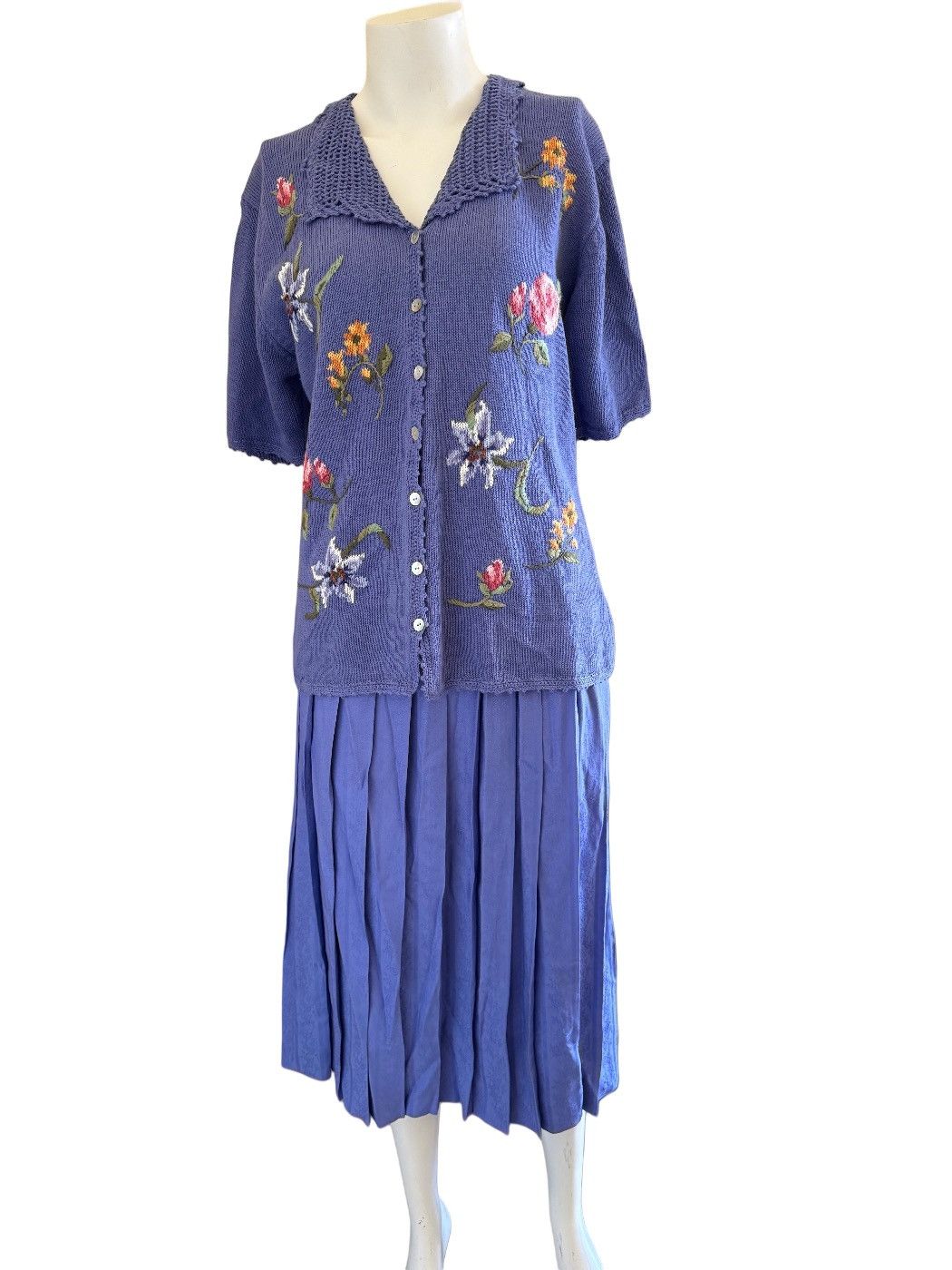 Other Susan Bristol women’s L skirt set vintage 90s sweater floral Size 30" / US 8 / IT 44 - 1 Thumbnail