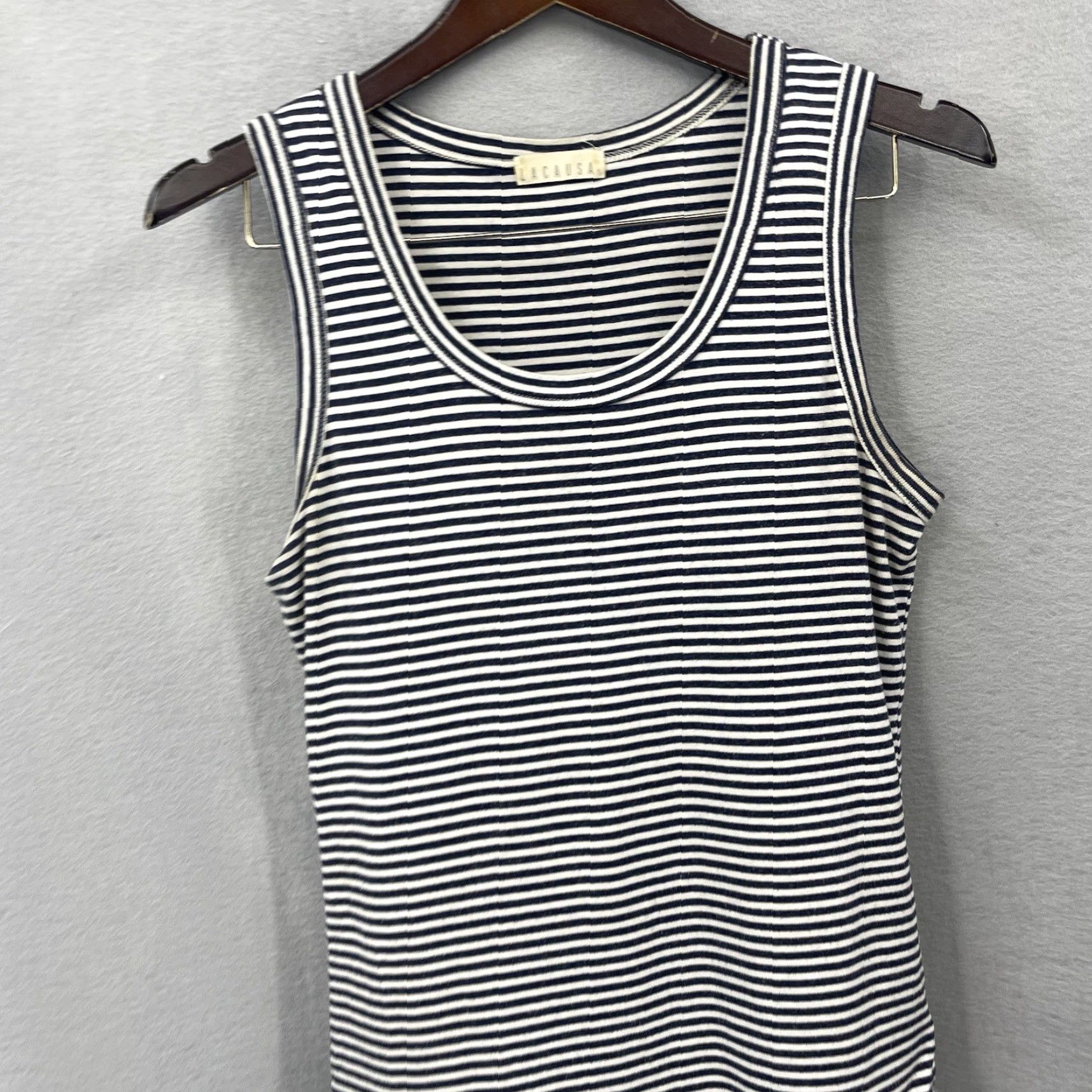 Vintage VINTAGE Lacausa Tank Top Women M Black Striped Basic Sleeveless Summer Boho 90s Women's Size M / US 6-8 / IT 42-44 - 3 Thumbnail