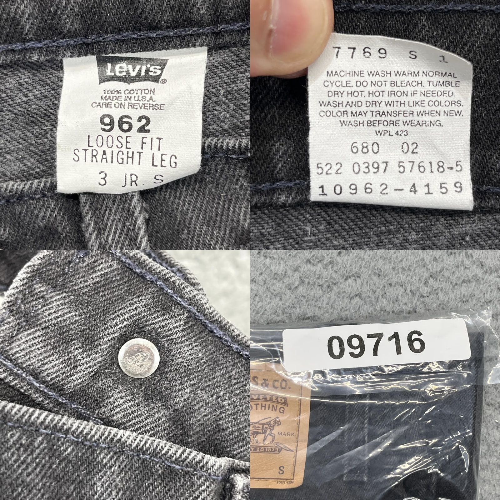 Levi's VINTAGE Levi's 962 Jeans Womens 3 Black USA 90s Loose Fit Straight Leg Jeans Womens Size 26" / US 2 / IT 38 - 10 Thumbnail