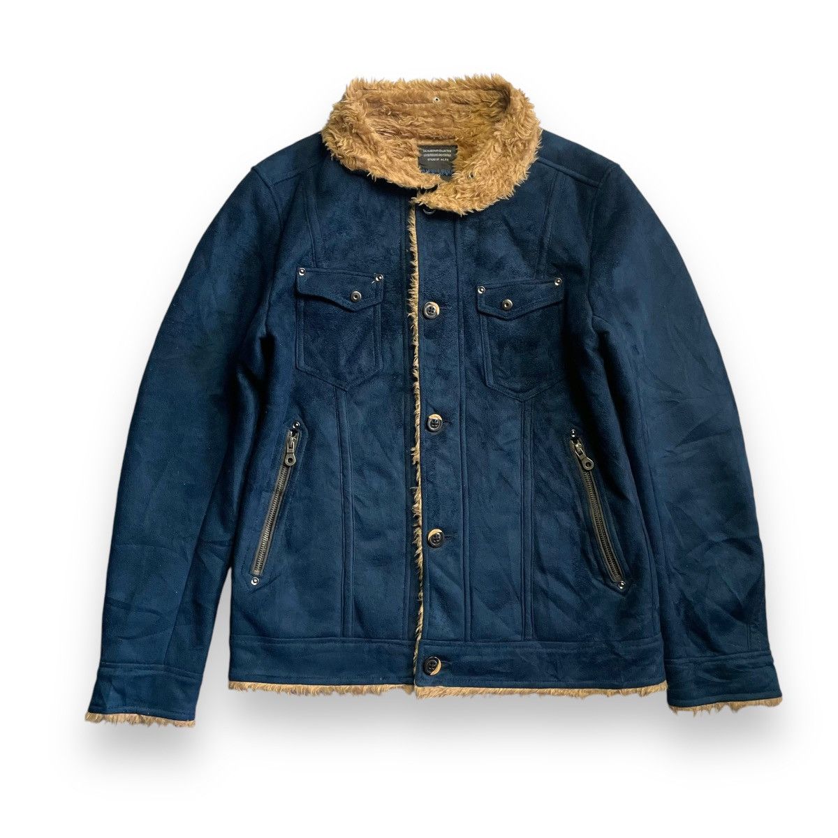 If Six Was Nine × Le Grande Bleu (L.G.B.) × Nicole Club 🇯🇵 NICOLE CLUB FOR MEN SUEDE FAUX FUR BUTTON UP JACKET Size US M / EU 48-50 / 2 - 1 Thumbnail