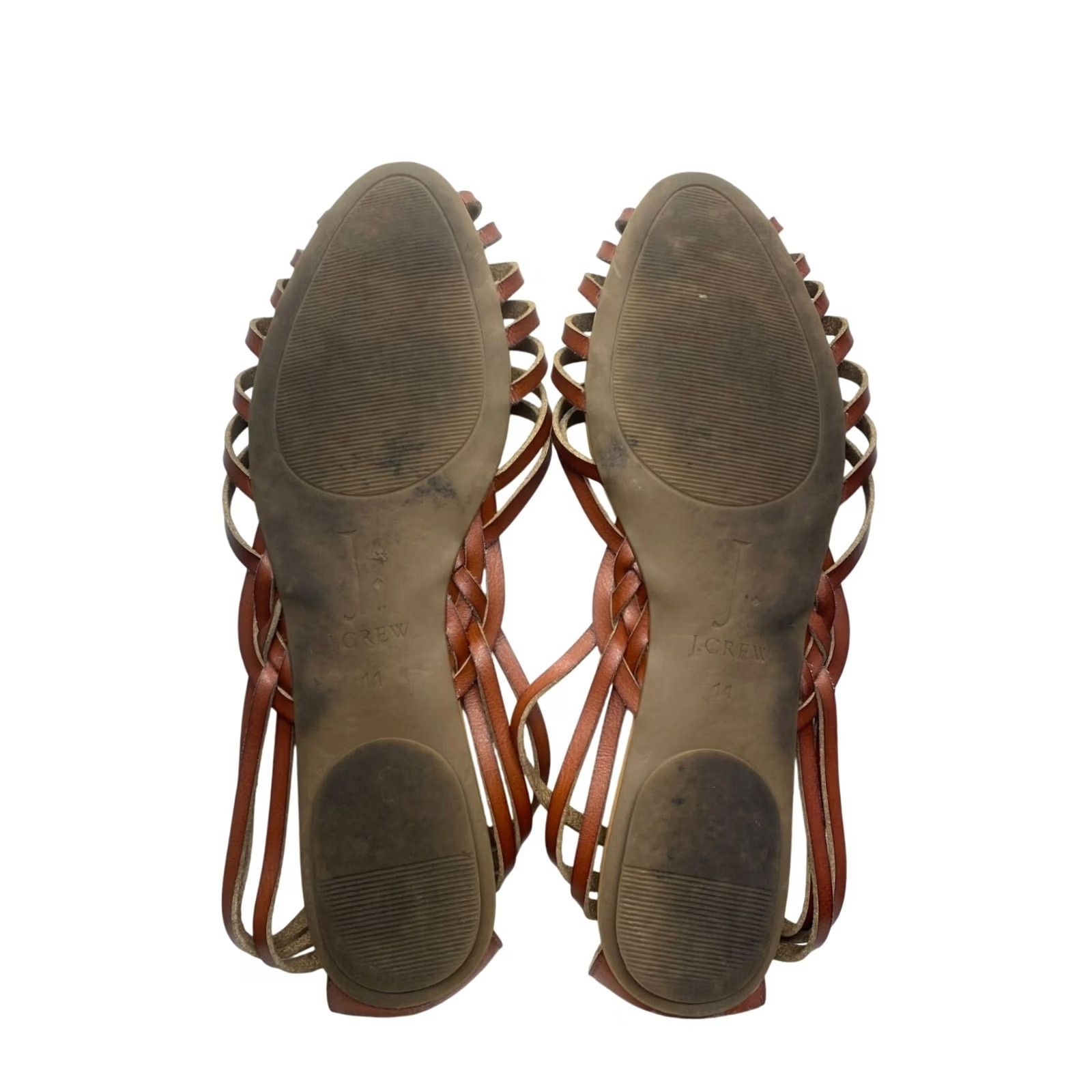 J.Crew J. Crew Womens Sandals Tan Brown Strappy Leather Slip-On Open Toe 11 Good Size US 11 / IT 41 - 2 Thumbnail