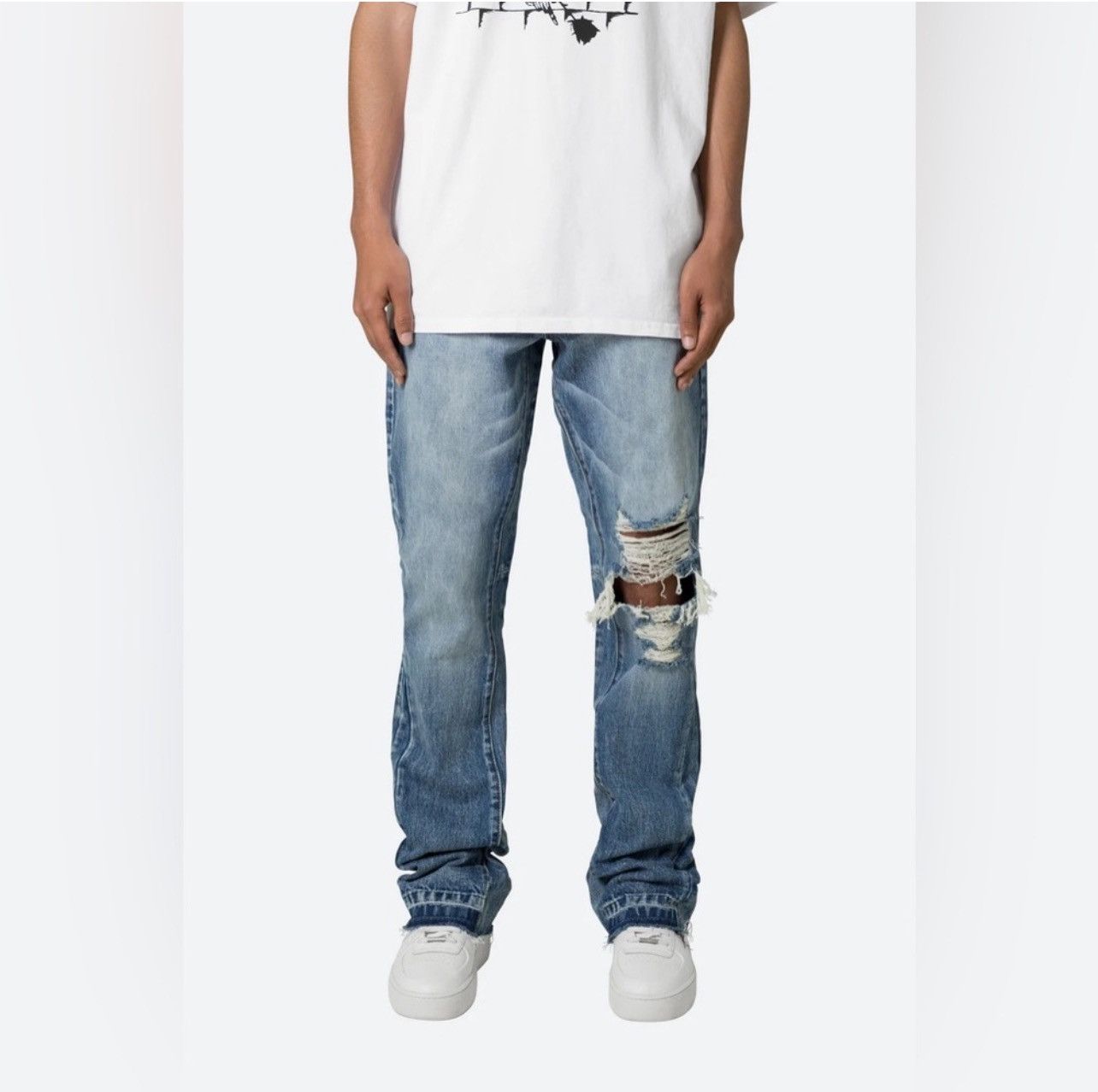 MNML MNML Flare Blue Denim Jeans Distressed Size US 32 / EU 48 - 10 Thumbnail