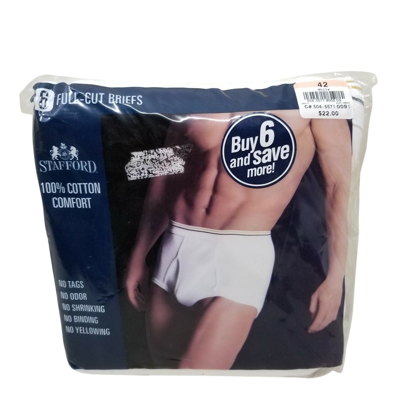 Stafford New Vintage Stafford Size 42 Full Cut Classic Briefs White C Size 42 - 1 Thumbnail